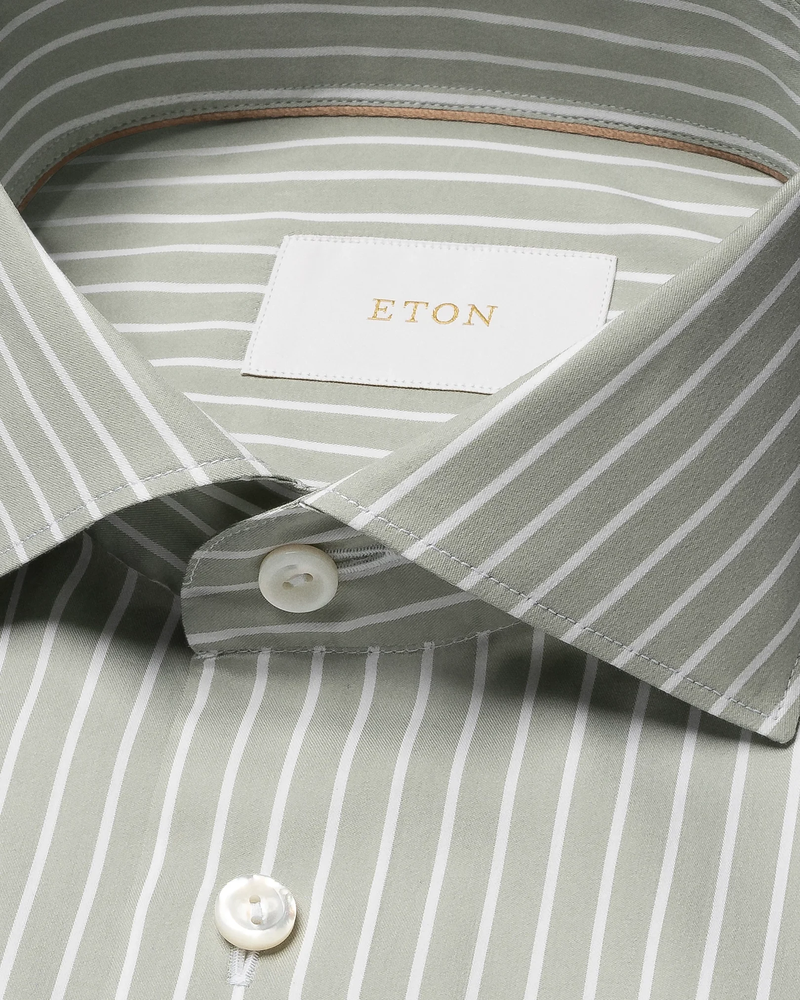 Eton - light green cotton and silk stripe shirt