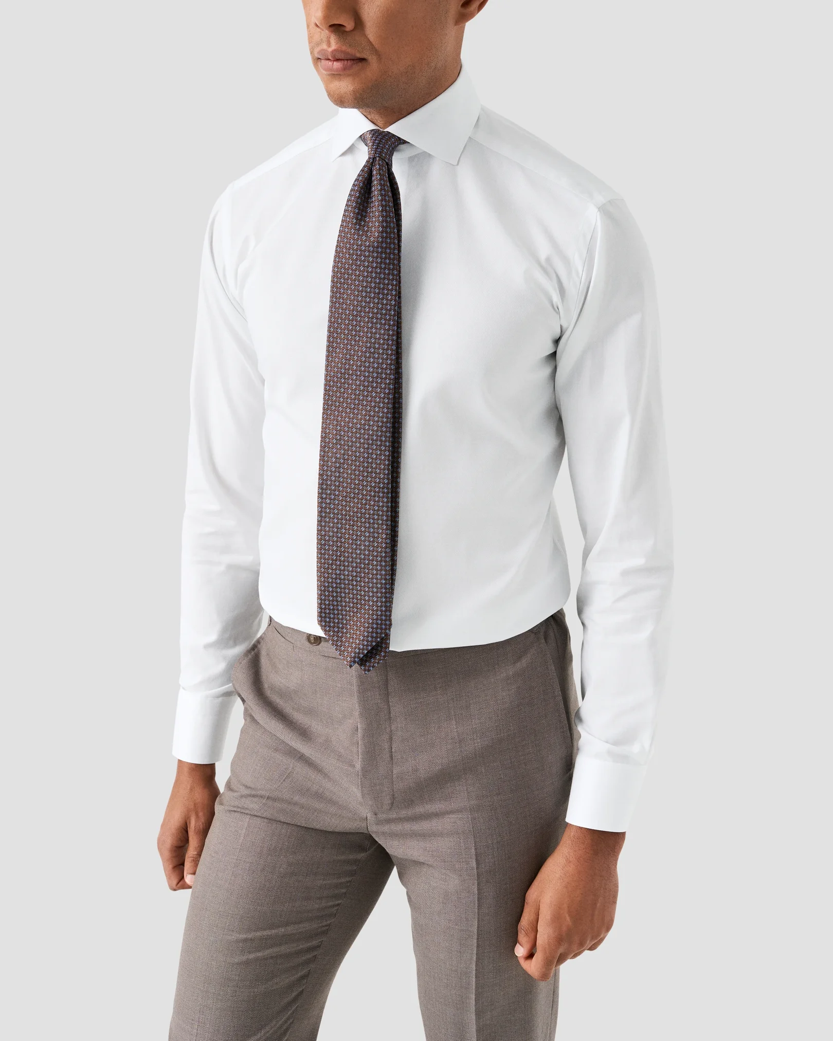 Eton - white semi solid signature dobby shirt