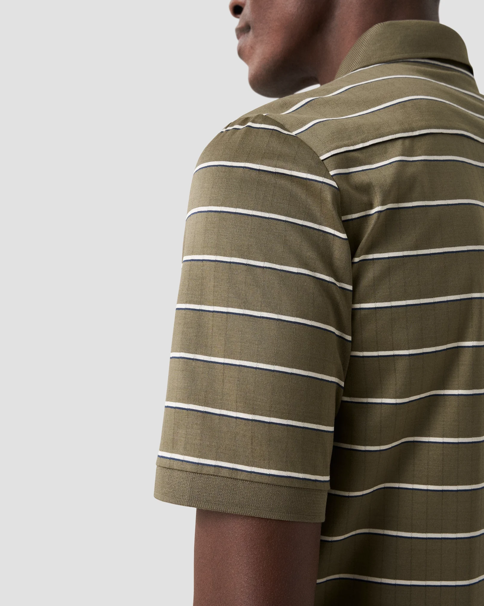 Eton - mid green knitted collar short sleeve regular fit
