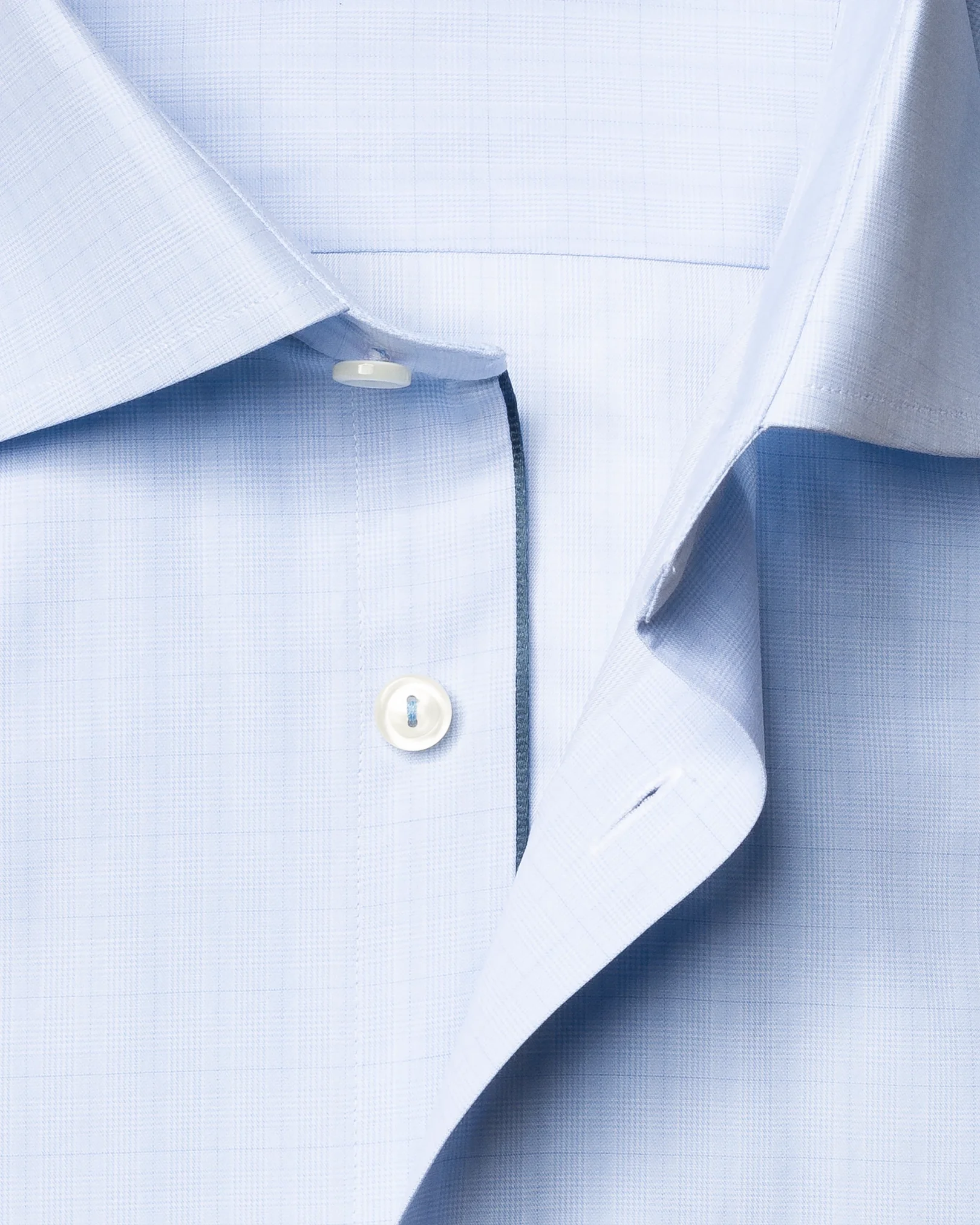 Eton - light blue checked fine twill shirt