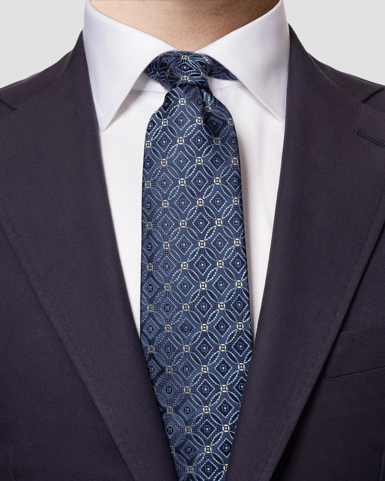 Eton - mid blue geometric silk tie
