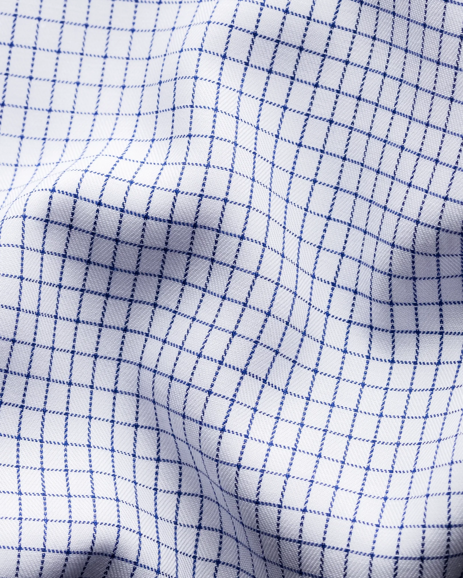 Eton - blue fine checked twill shirt