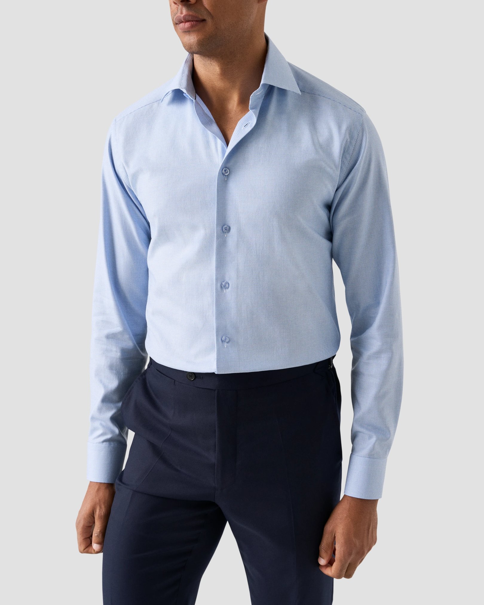 Eton - light blue semi solid dobbyshirt