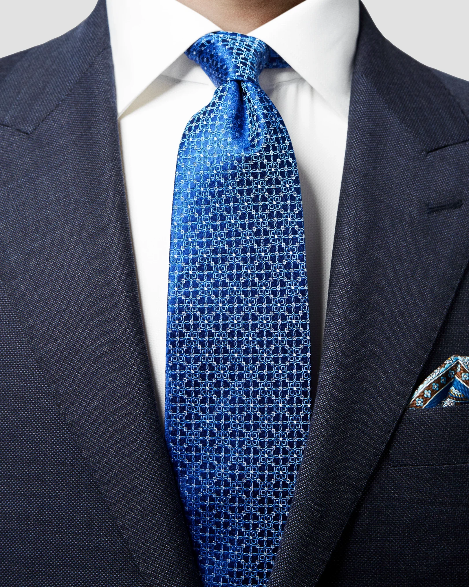 Eton - navy floral woven silk tie