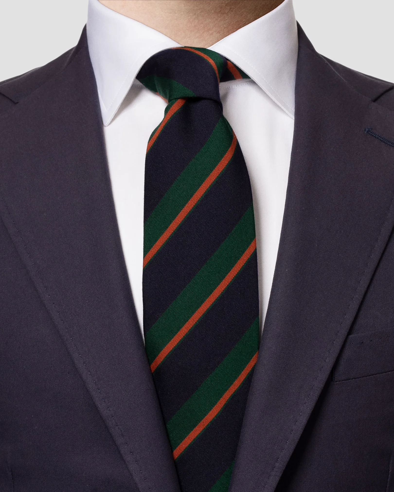 Eton - dark blue and orange striped wool cotton tie