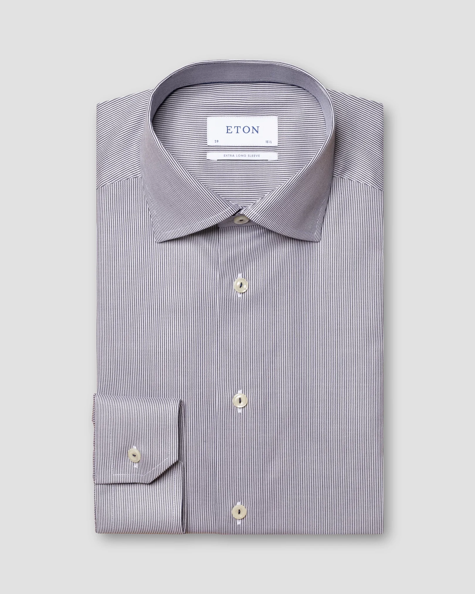 Eton - blue striped stretch twill shirt extra long sleeves