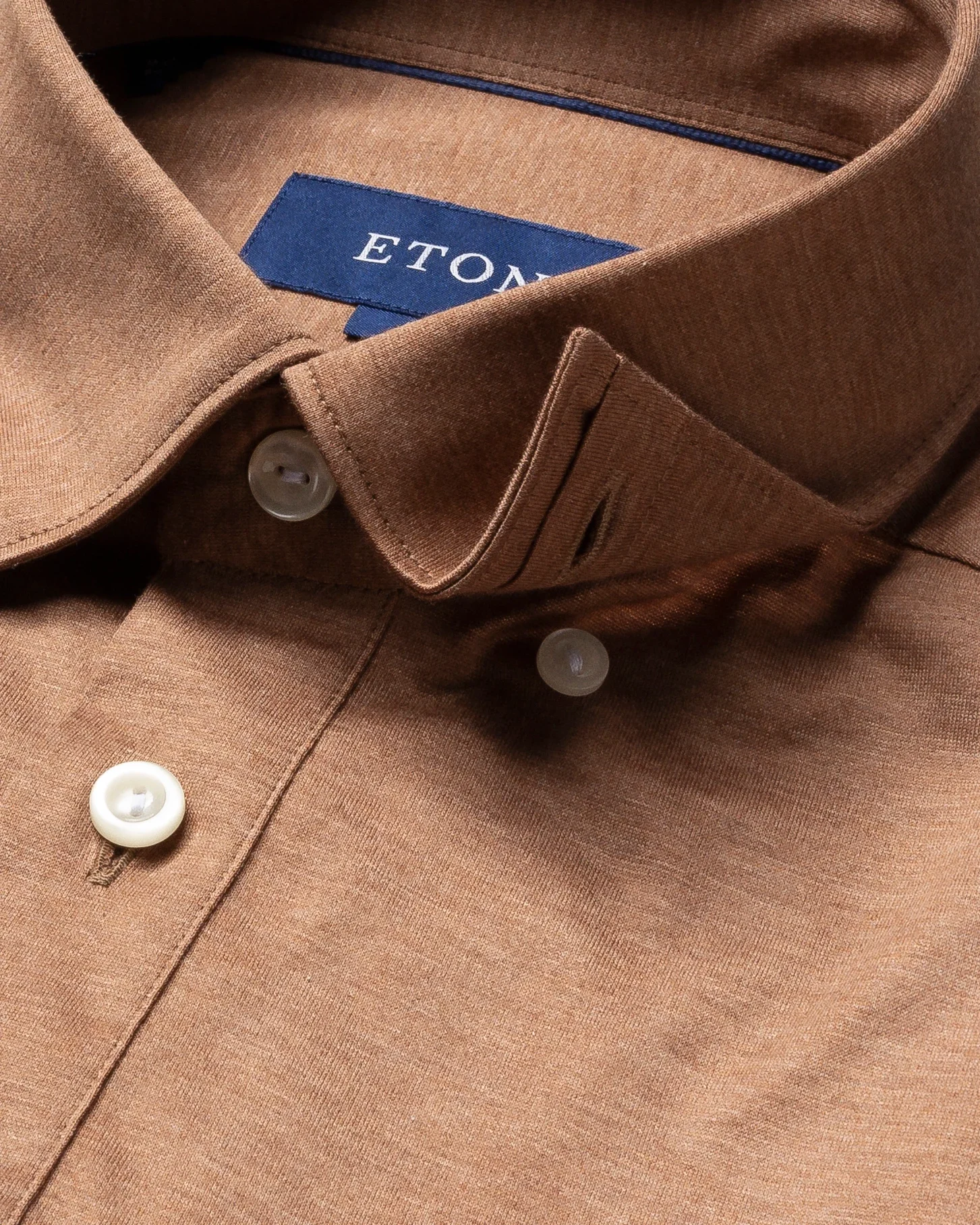Eton - brown popover jersey shirt short sleeved