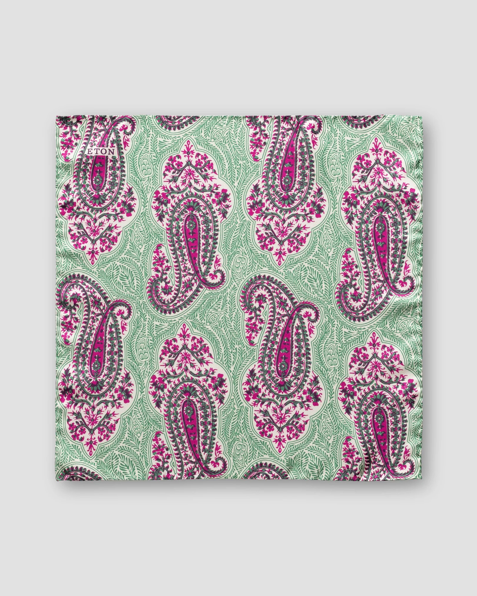 Eton - green bold paisley pocket square