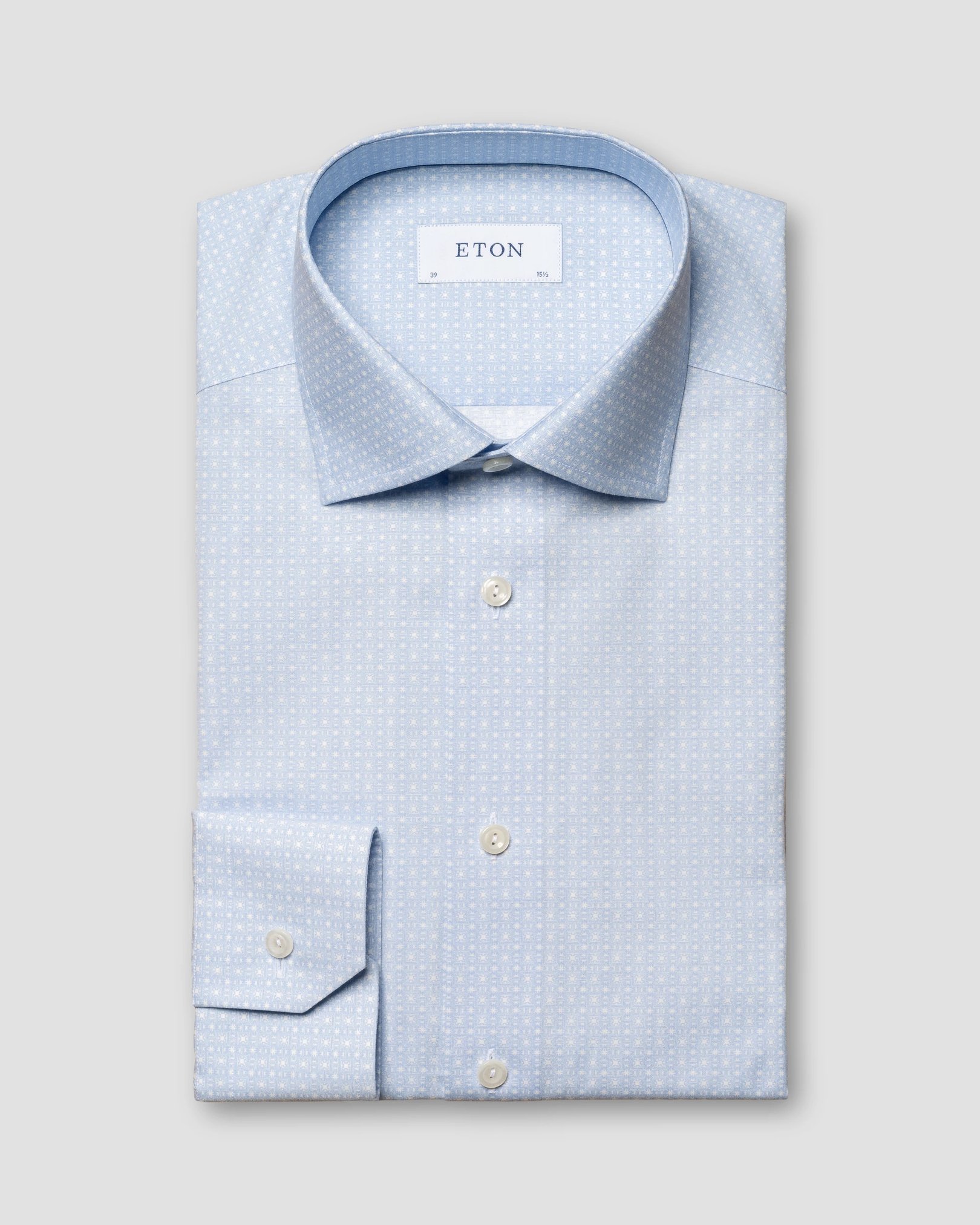 Eton - light blue poplin print cut away single contemporary