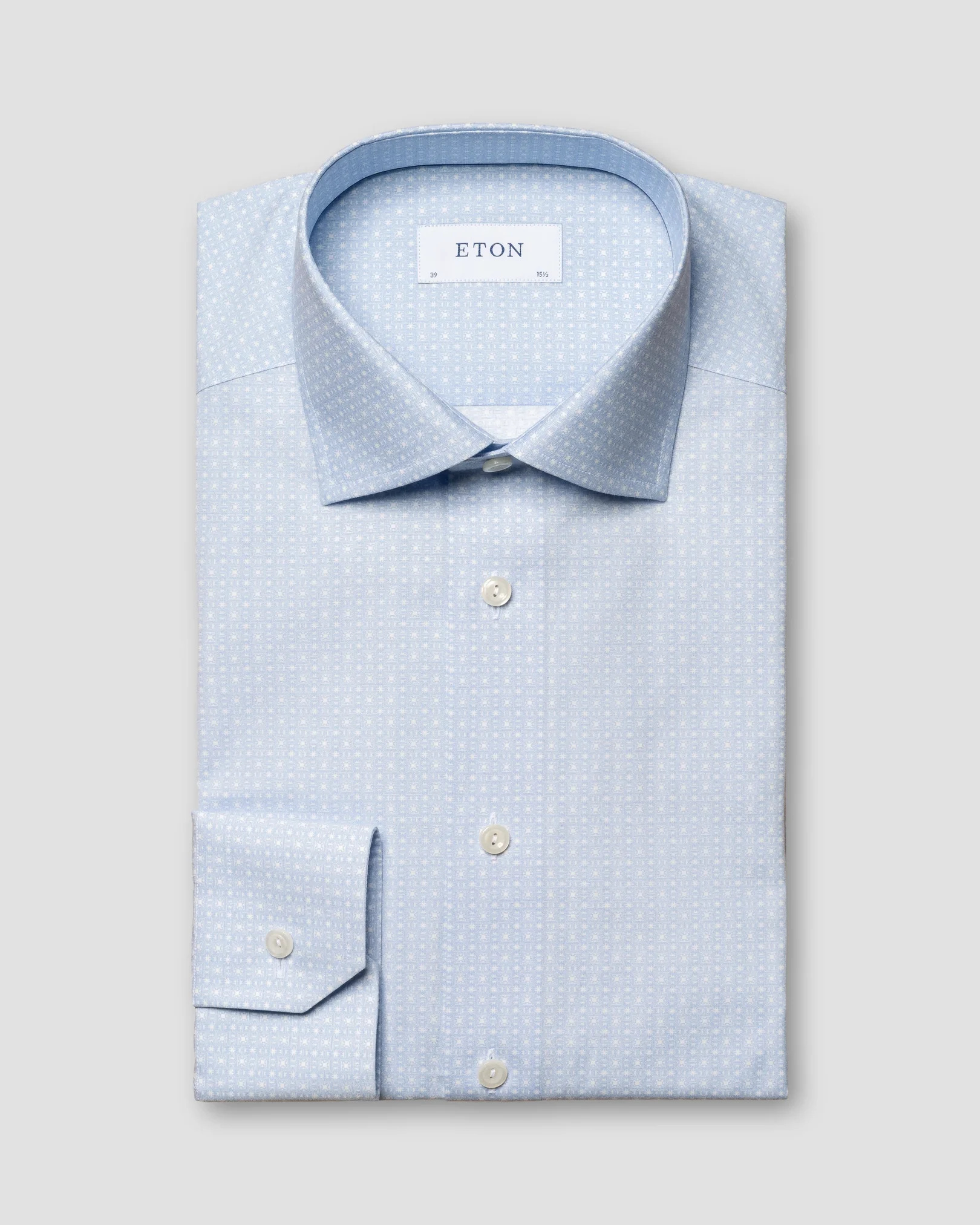 Eton - light blue poplin print cut away single contemporary