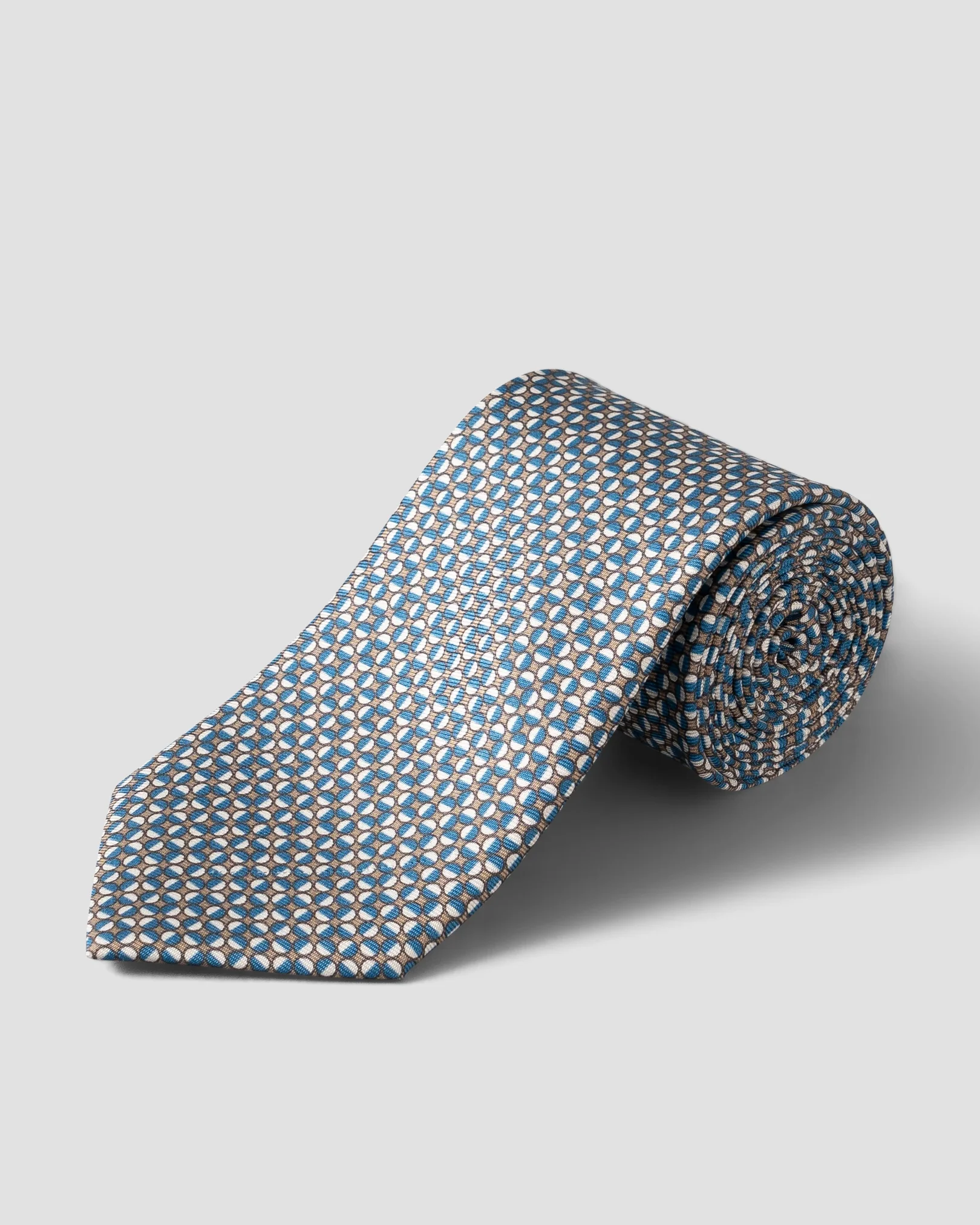 Eton - beige geometric print silk tie