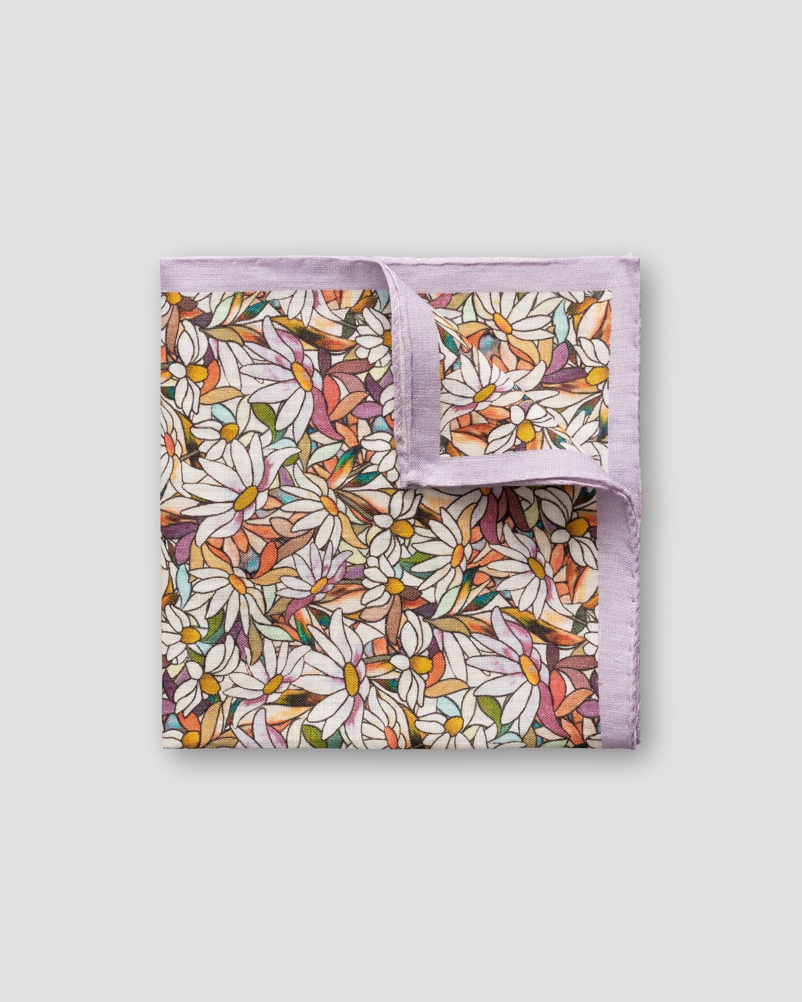 Eton - purple stained glass print linen pocket square