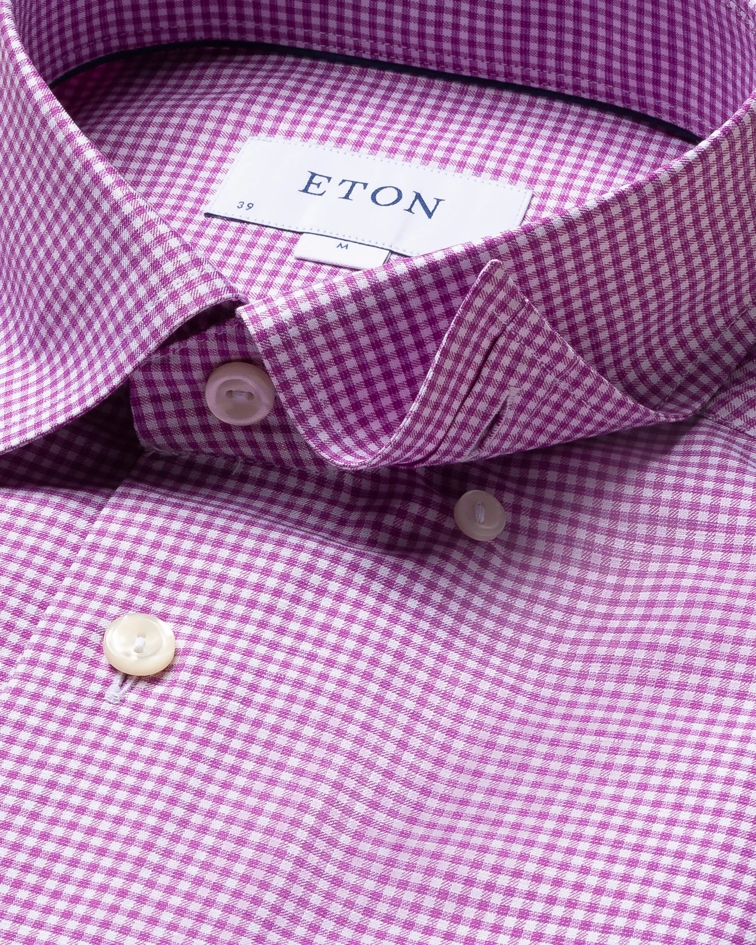 Eton - purple checked cotton and linen shirt