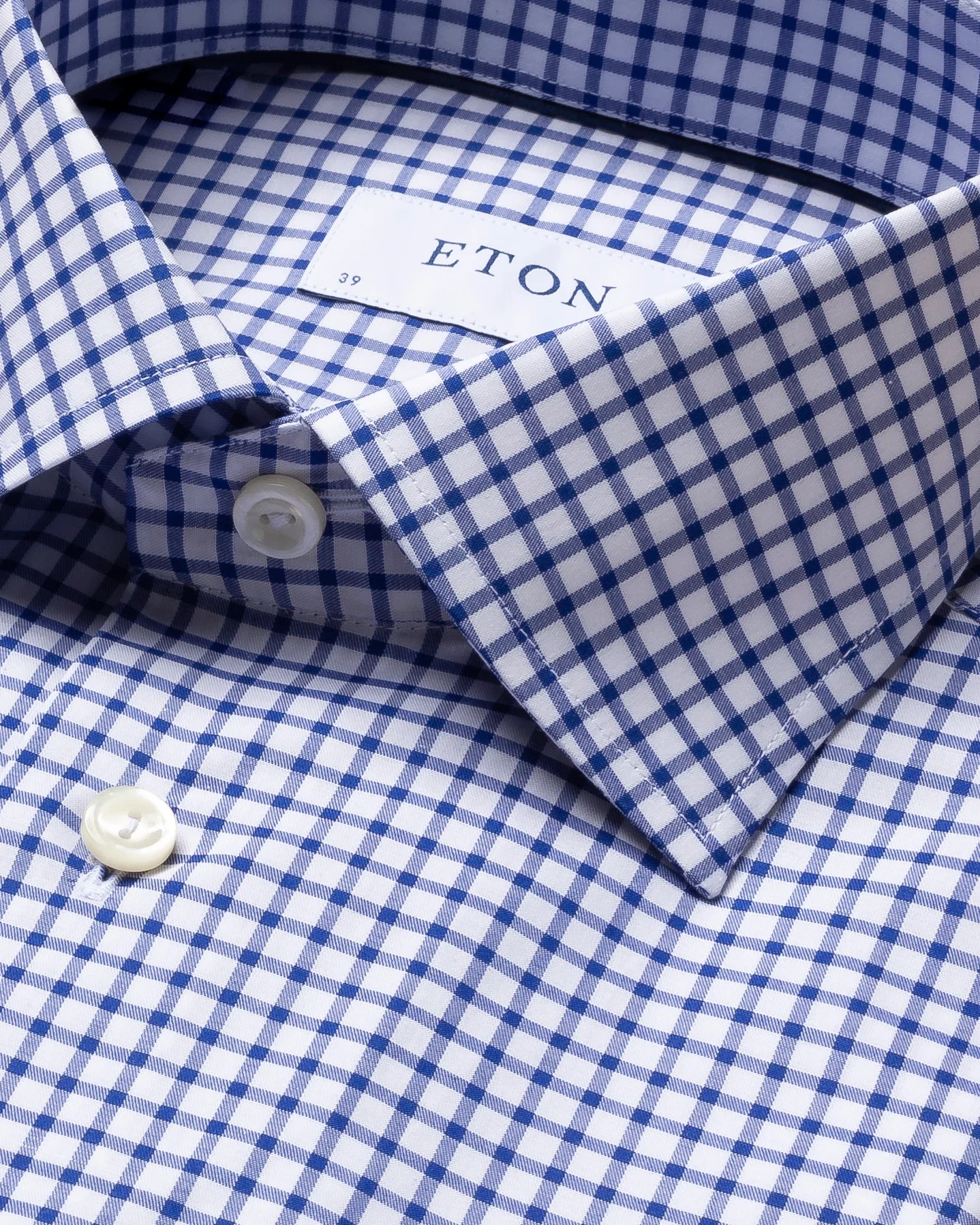 Eton - blue white check stretch shirt