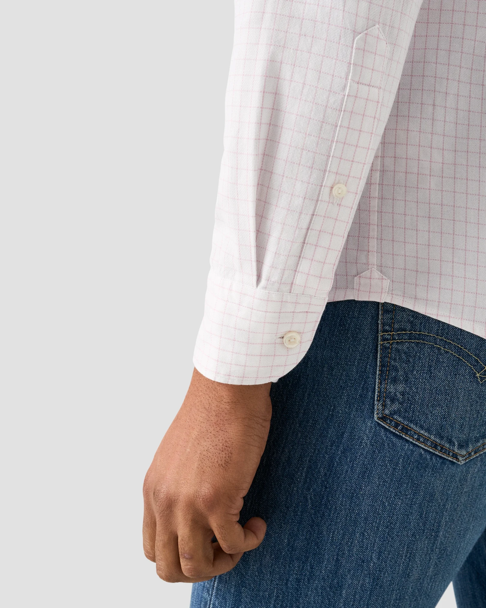 Eton - check royal oxford shirt pink check