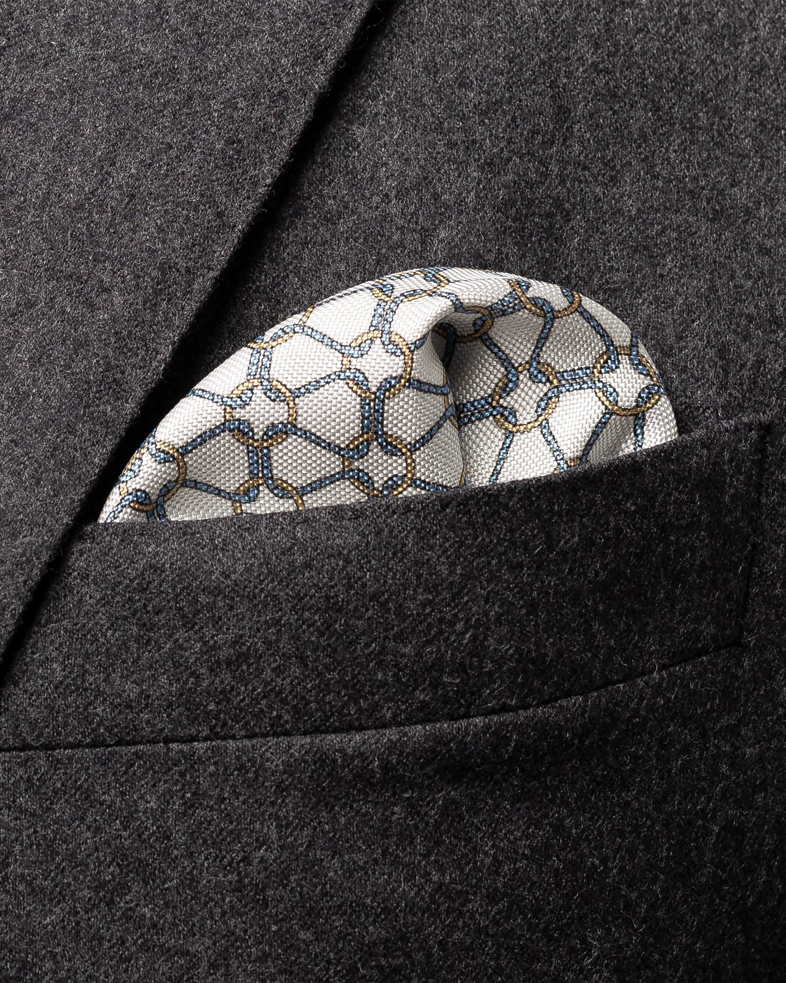 Eton - blue micro chain print silk pocket square