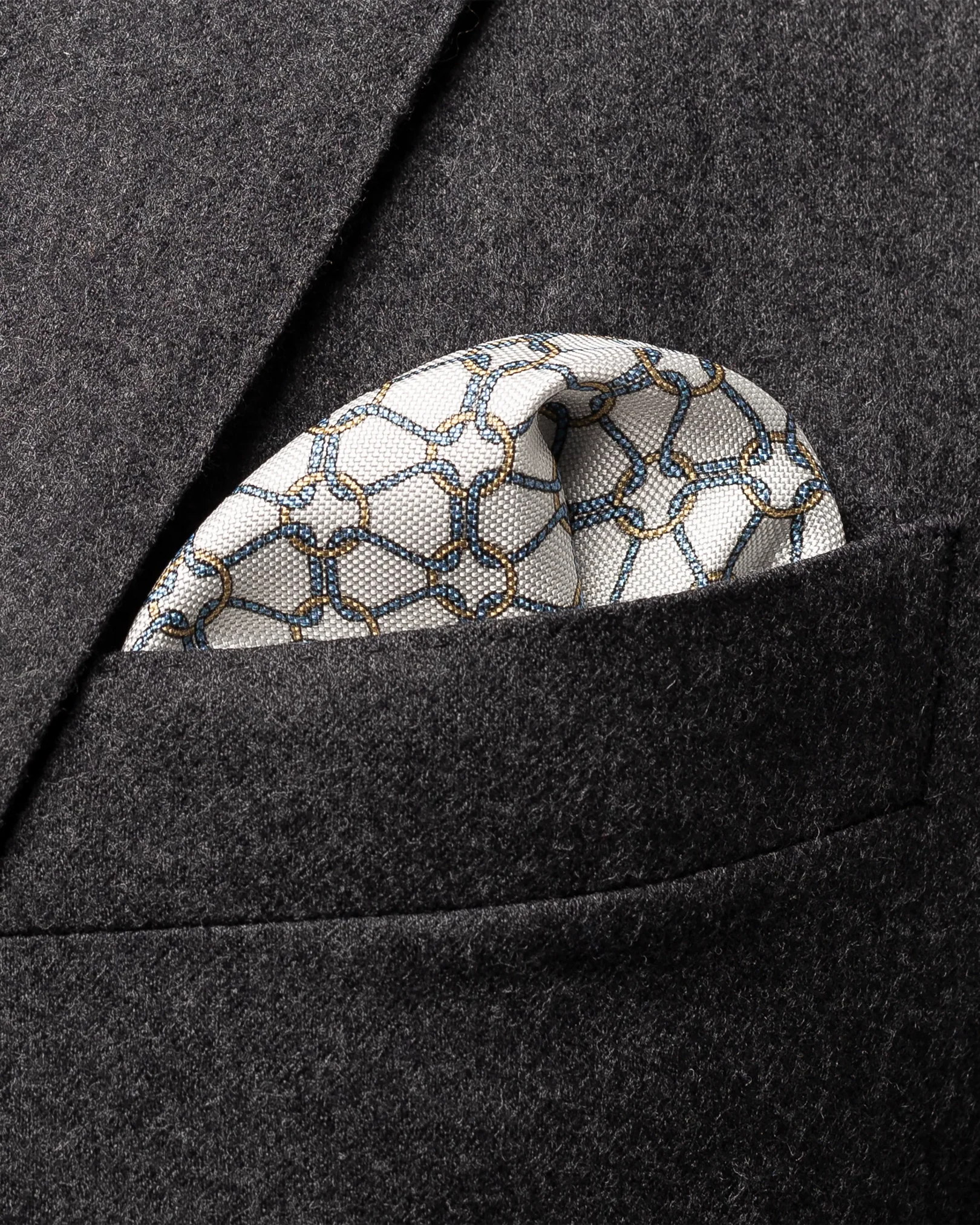 Eton - blue micro chain print silk pocket square