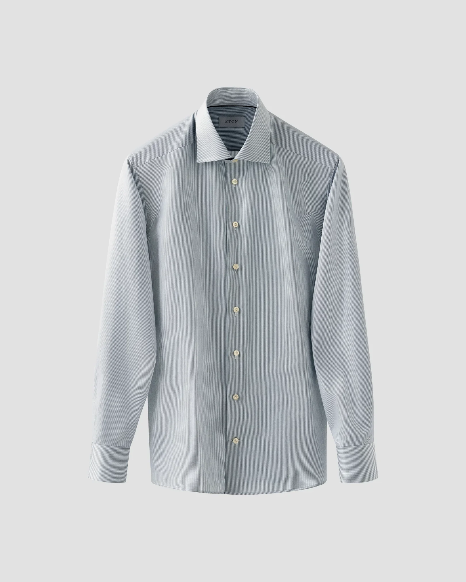 Eton - mid green striped twill shirt