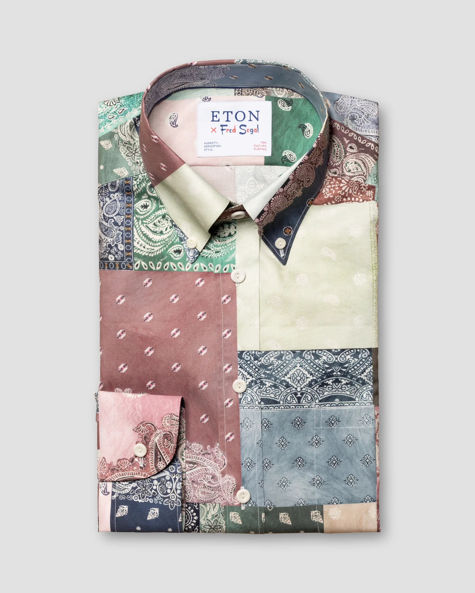 Eton - red fine twill button down fred segal