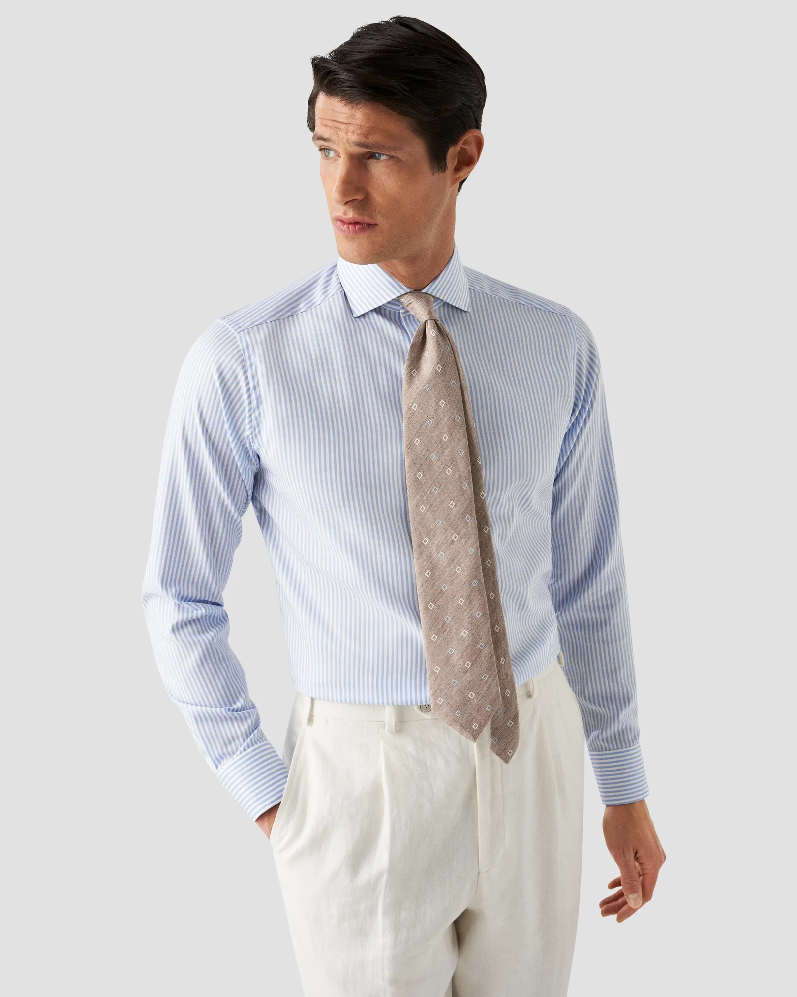 Eton - light blue signature twill archive stipe