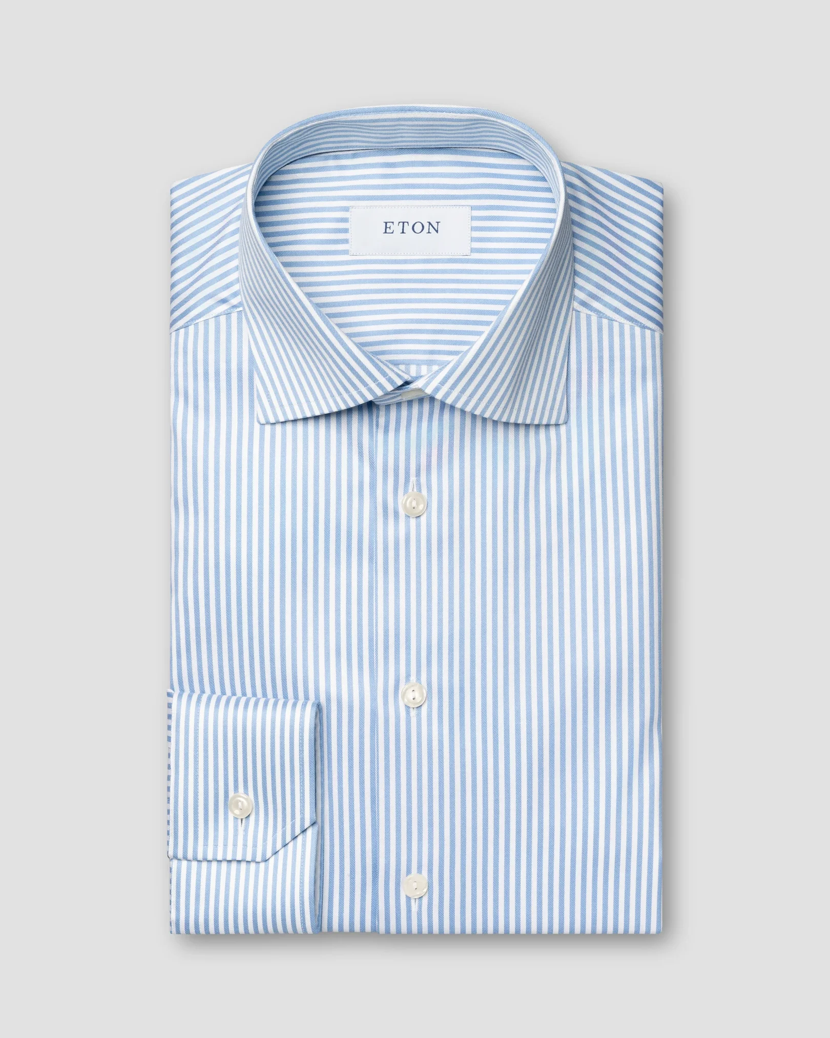 Eton - light blue striped cotton tencel tm lyocell shirt