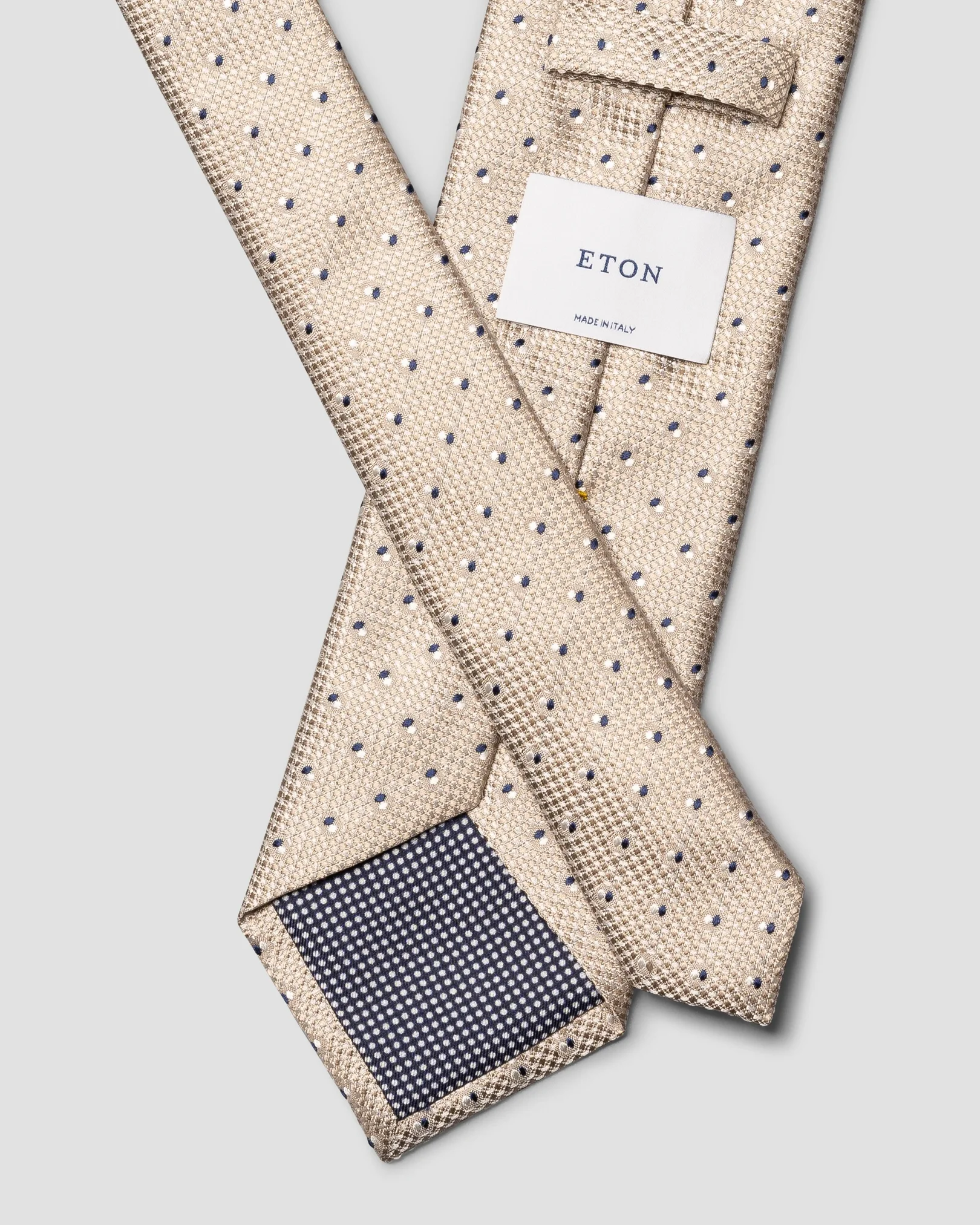 Eton - beige pin dot woven silk tie