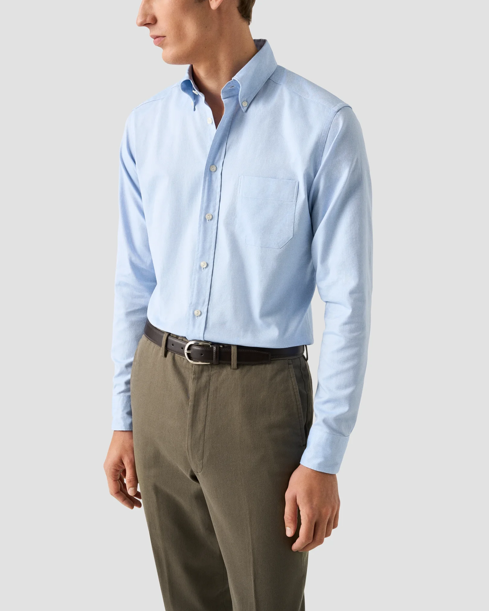 Eton - solid light blue royal oxford shirt