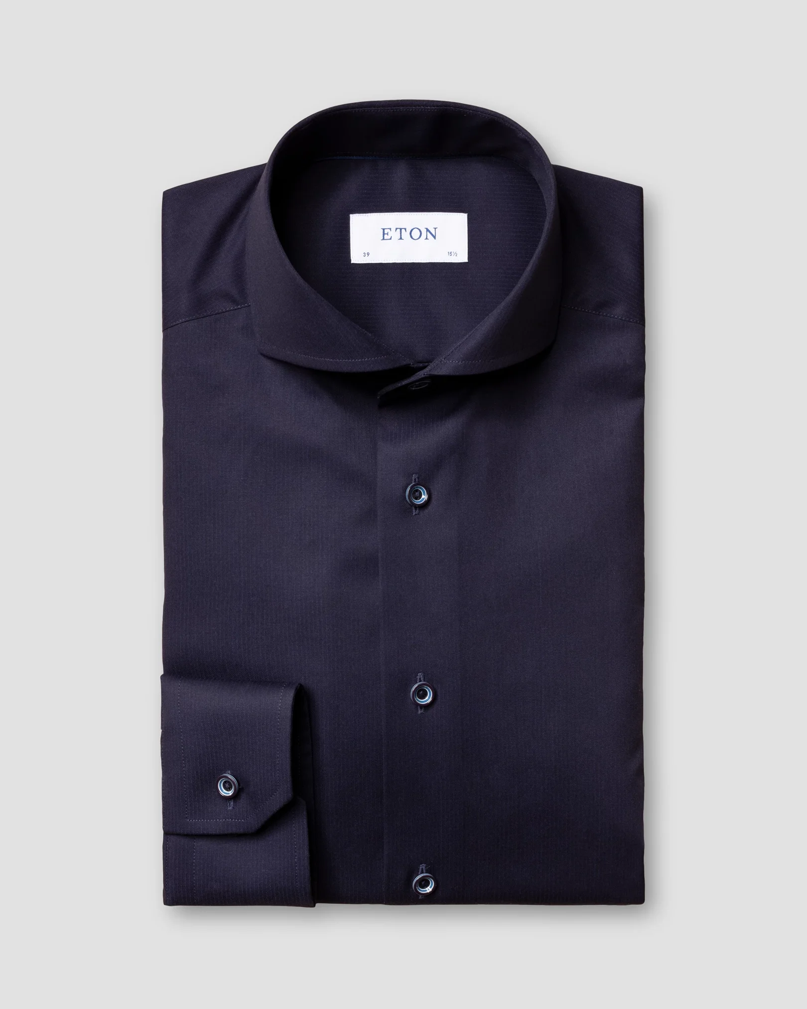 Eton - dark blue twill shirt extreme cut away