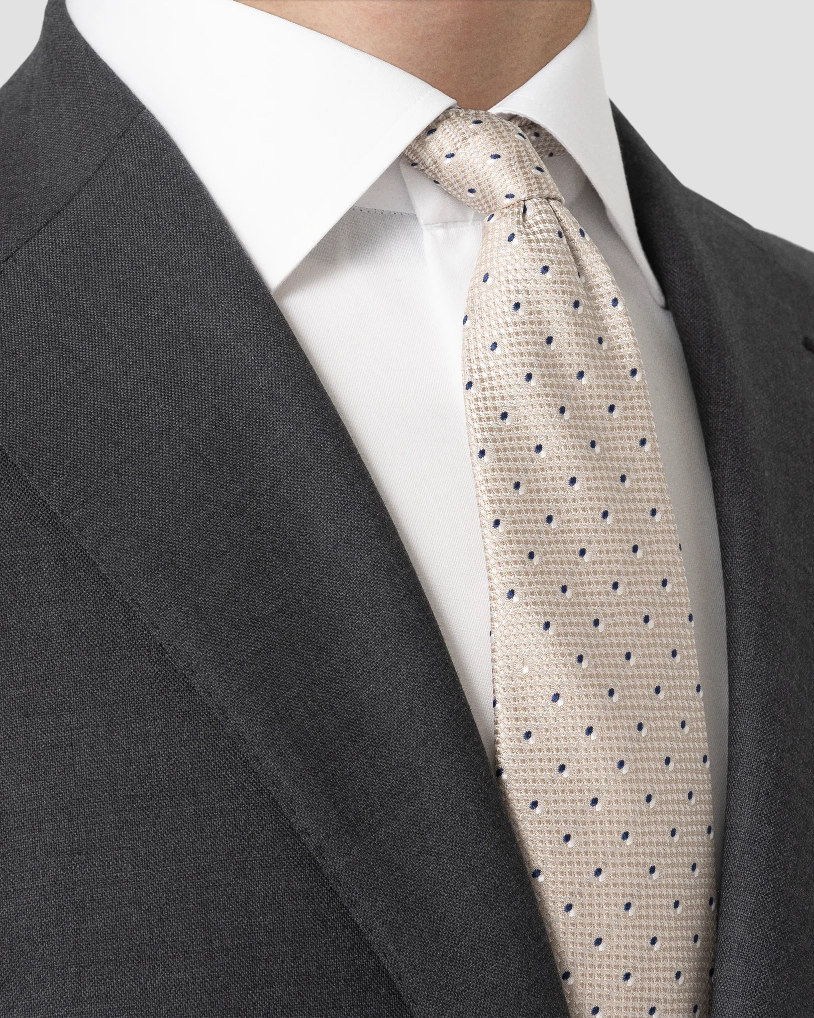 Eton - beige pin dot woven silk tie