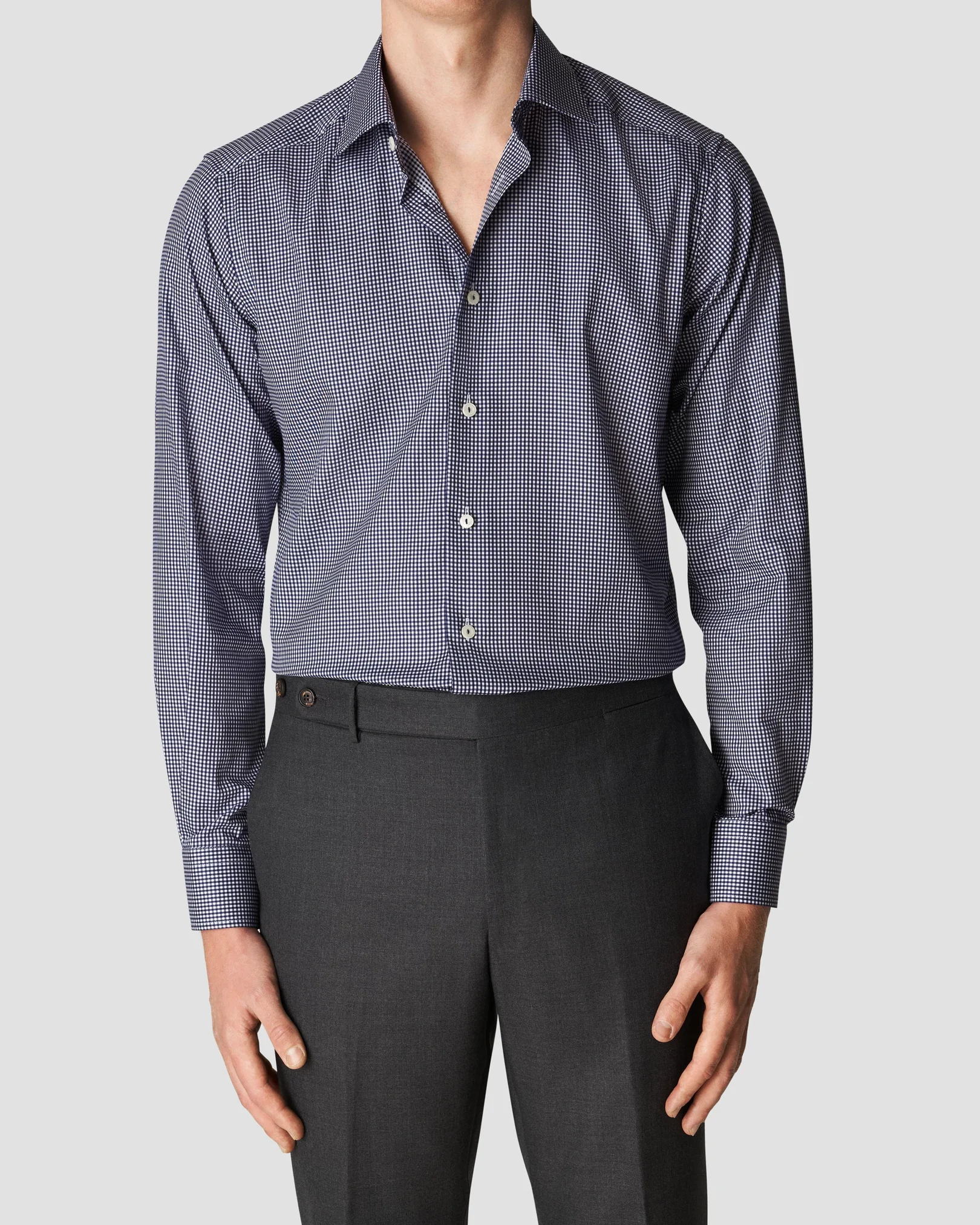 Eton - dark blue fine twill cut away single contemporary