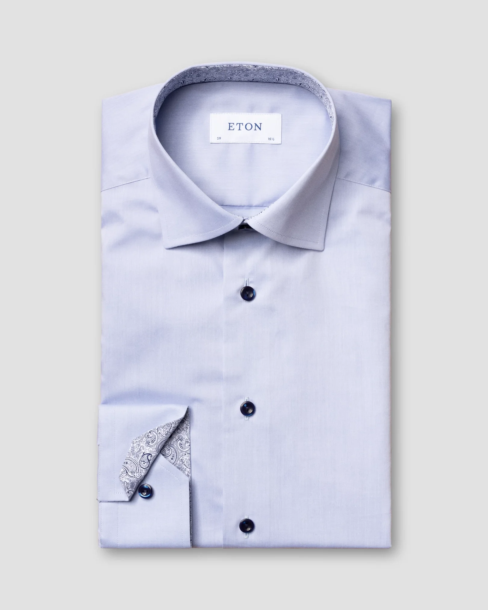 Eton - blue twill stretch shirt contrasting details