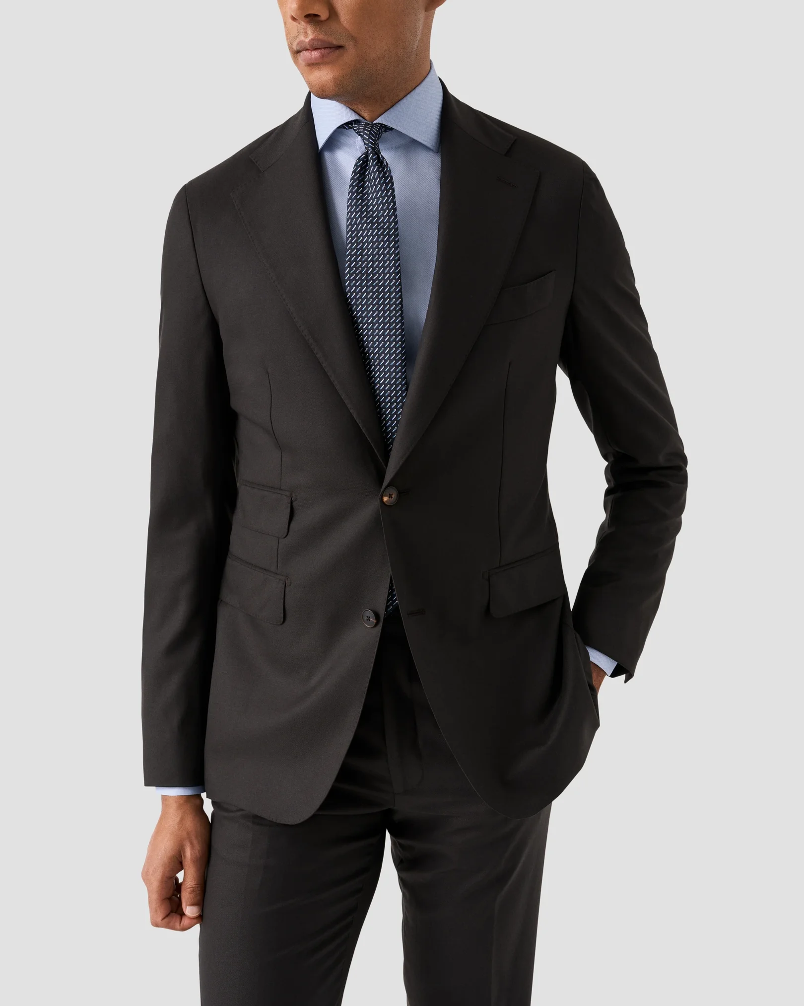 Eton - light blue semi solid signature dobby shirt
