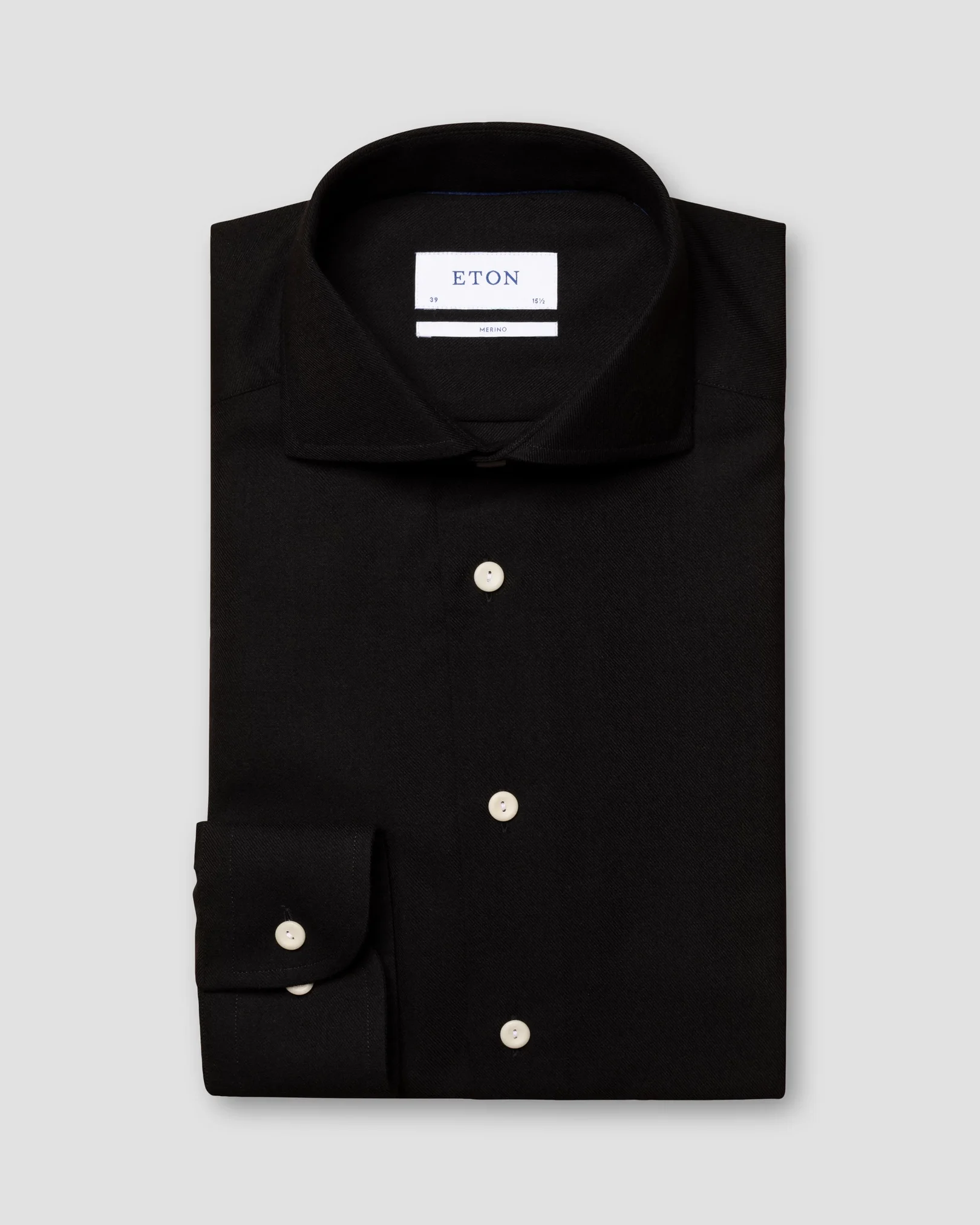 Eton - black brushed merino wool shirt
