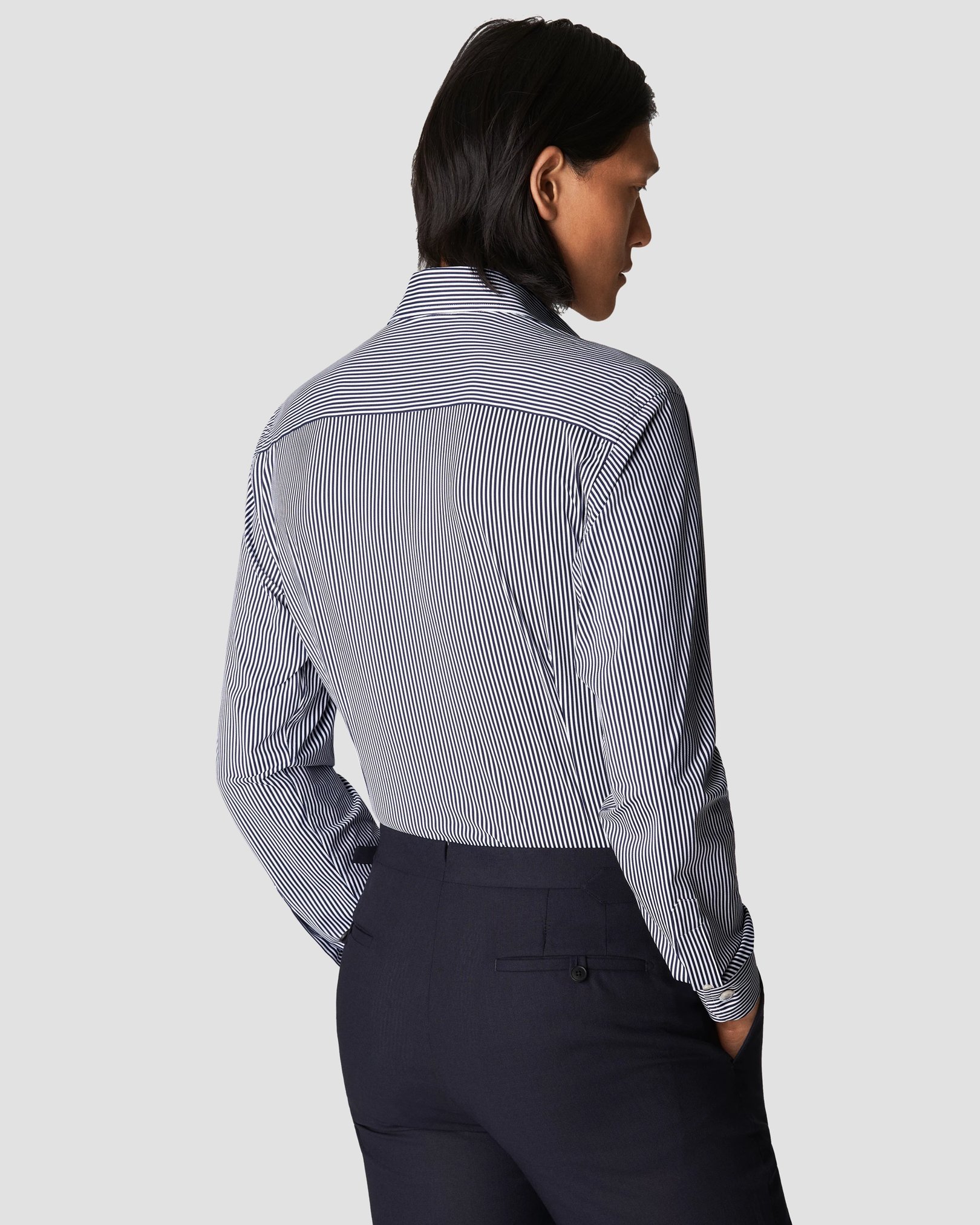 Eton - navy blue four way stretch wide spread