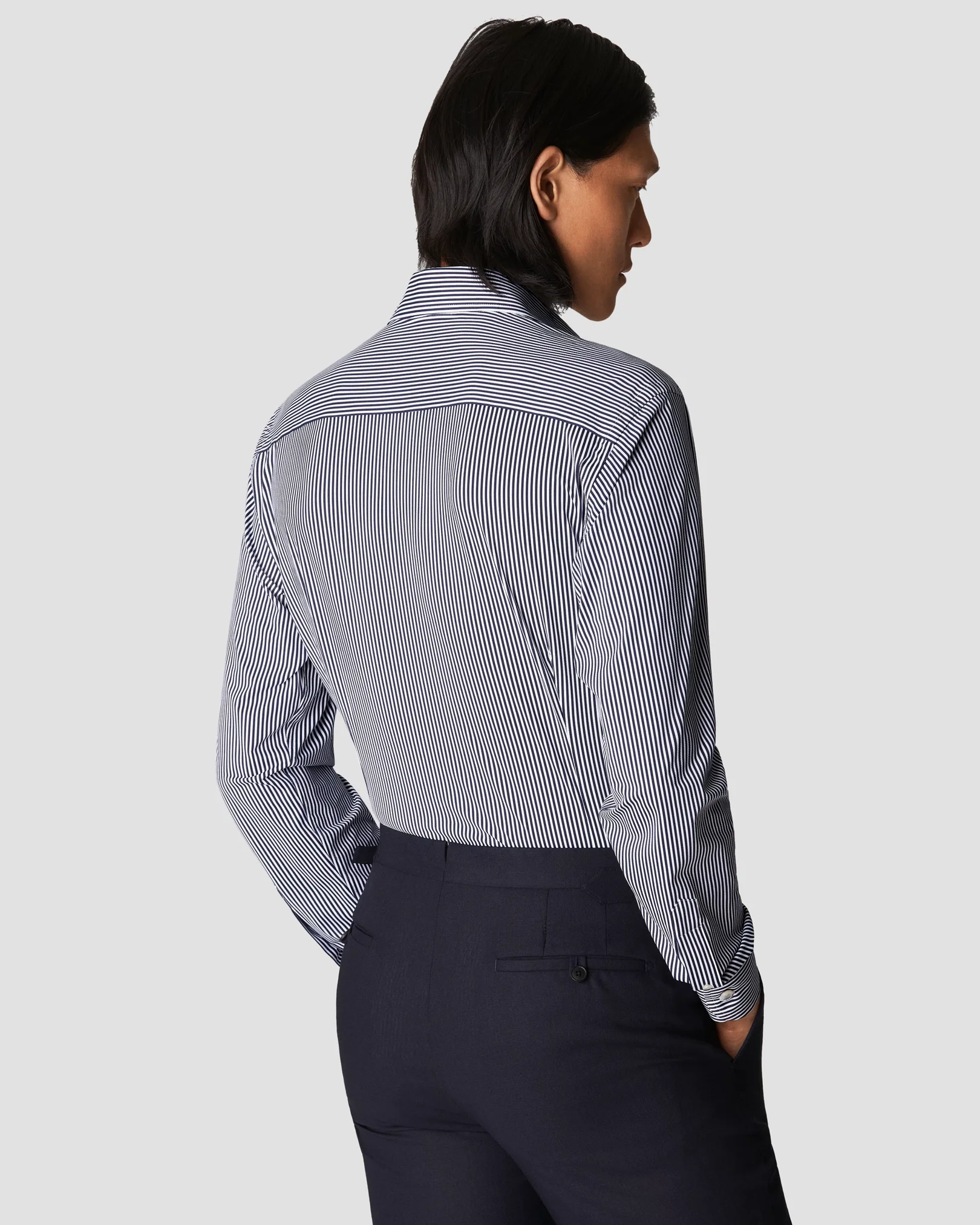 Eton - navy blue four way stretch wide spread