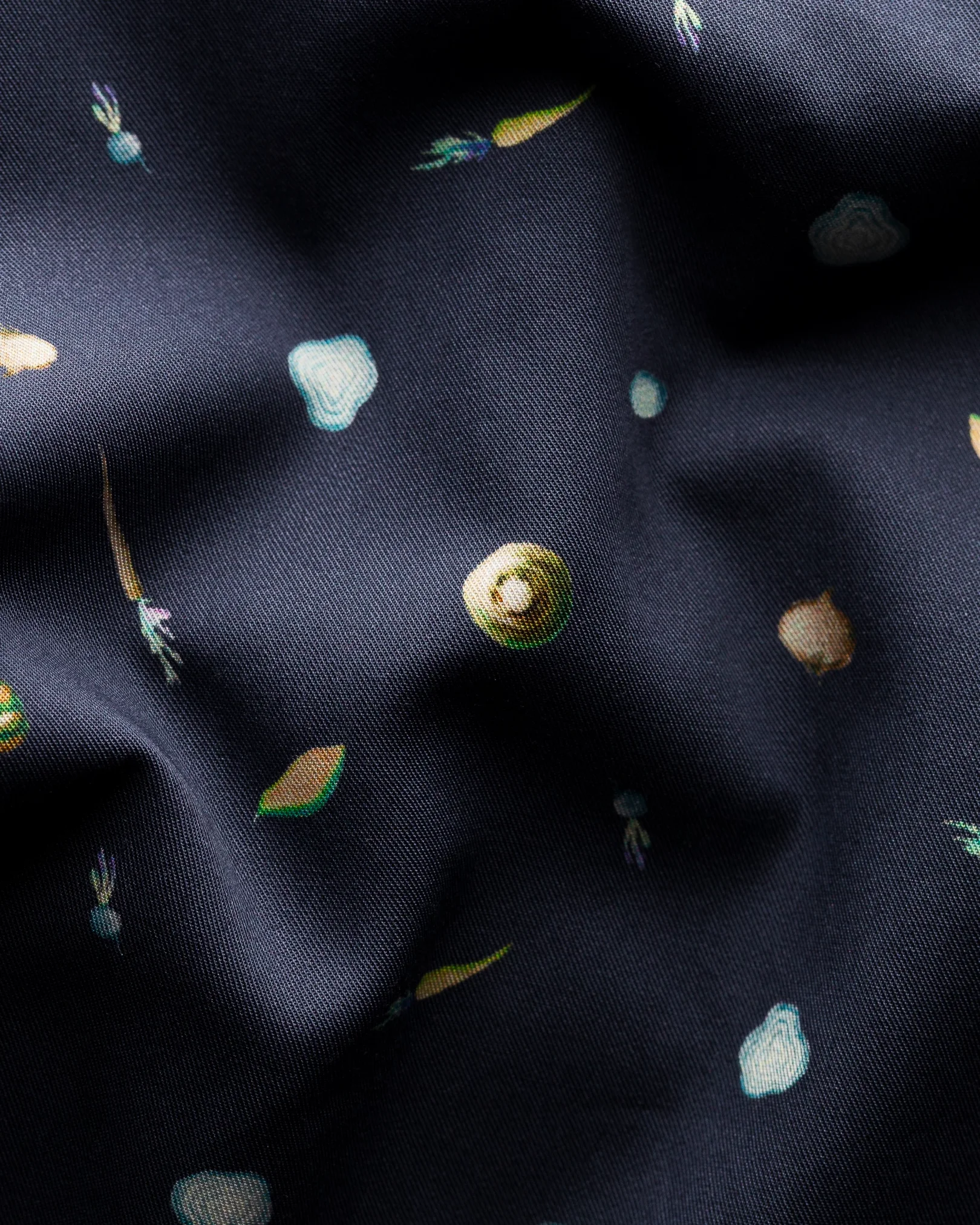 Eton - dark blue vegetables print fine twill shirt
