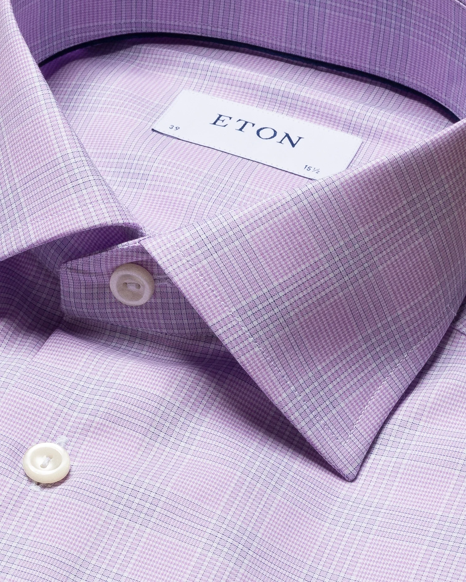 Eton - purple fine twill shirt cut away