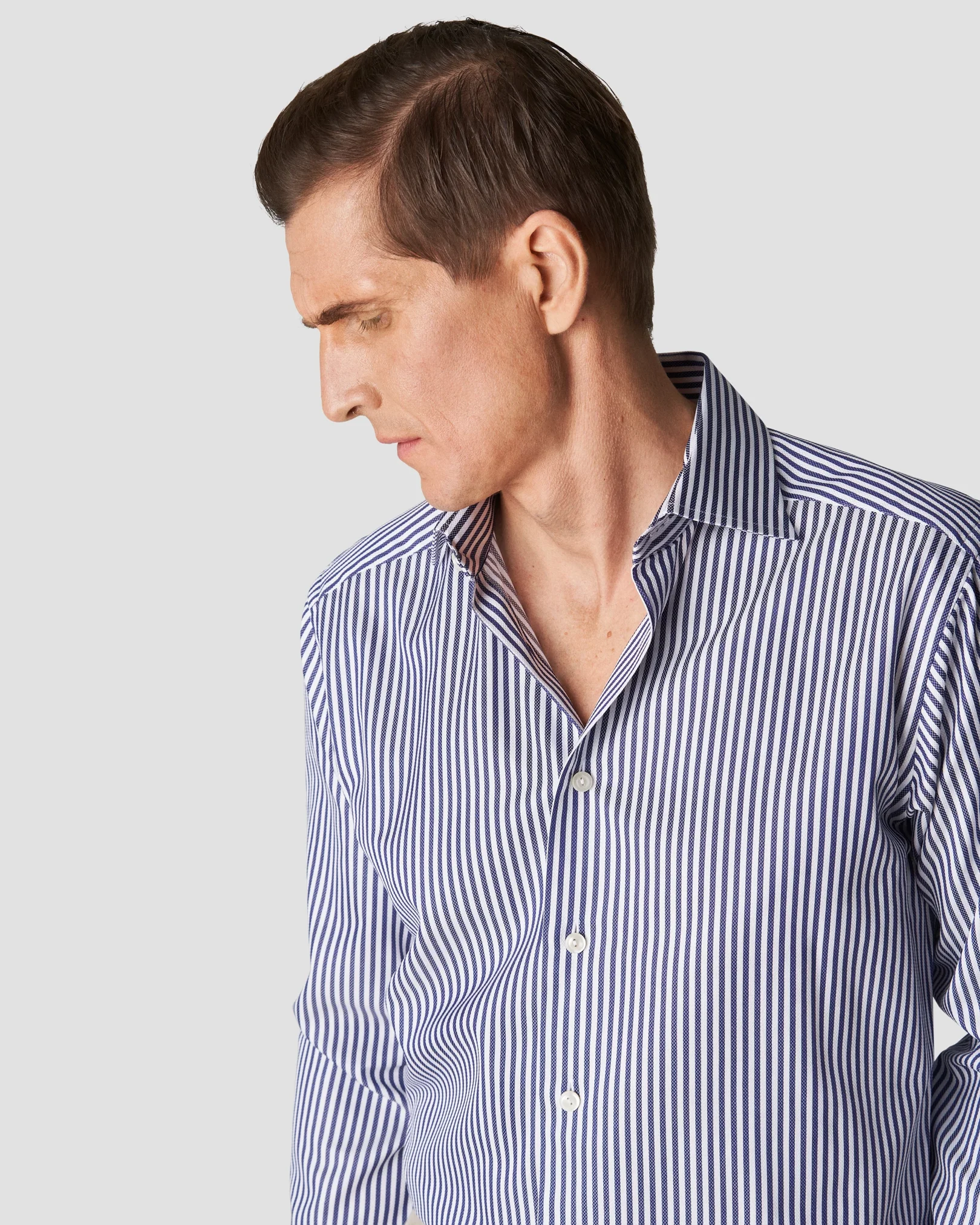 Eton - dark blue signature twill cutaway classic stripes
