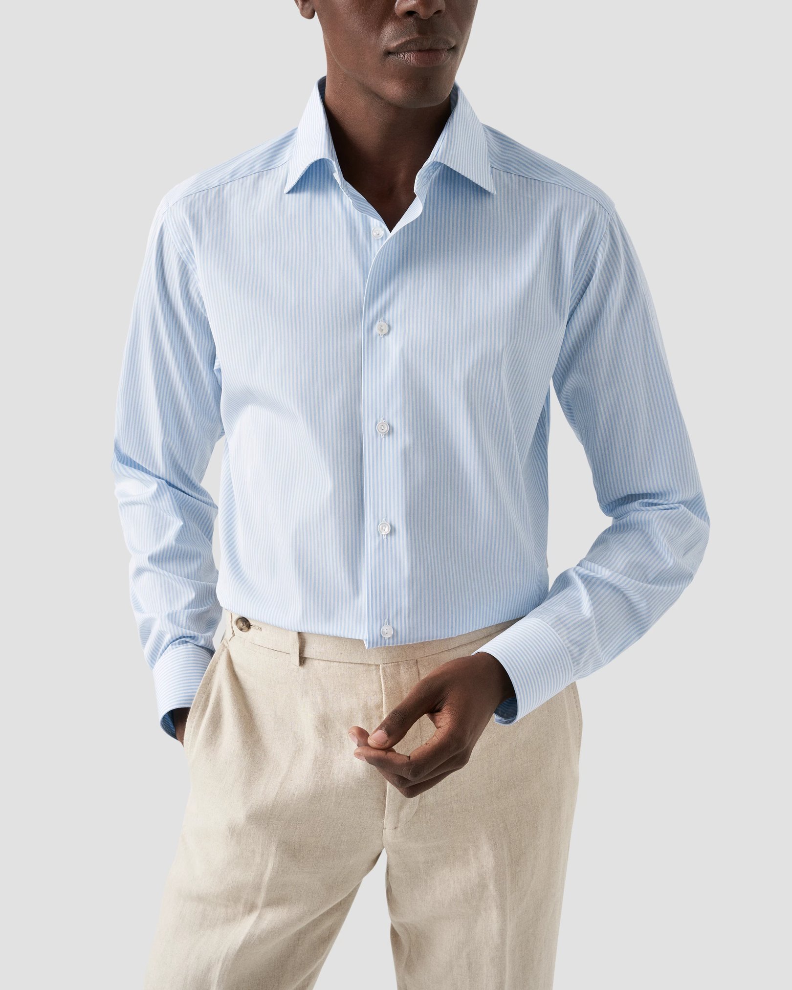 Eton - elevated striped poplin shirt