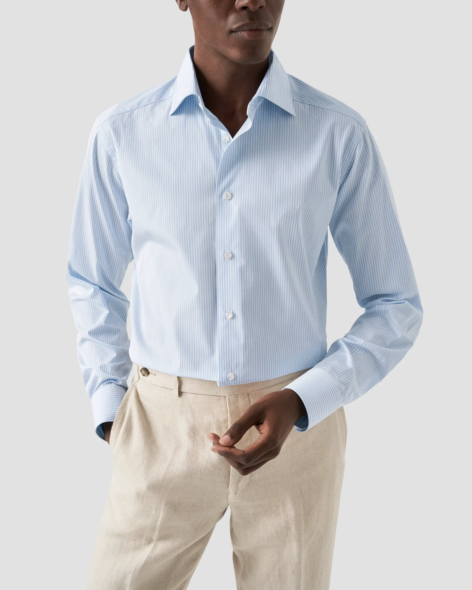 Eton - elevated striped poplin shirt