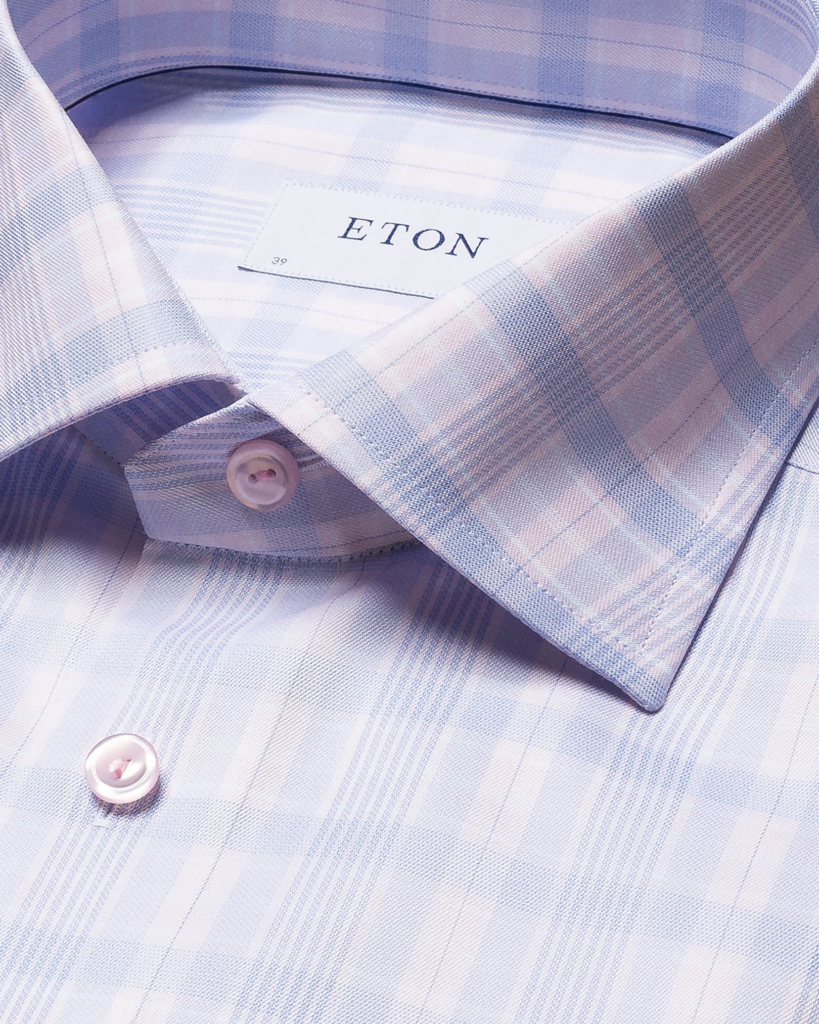 Eton - pink signature twill cutaway checked