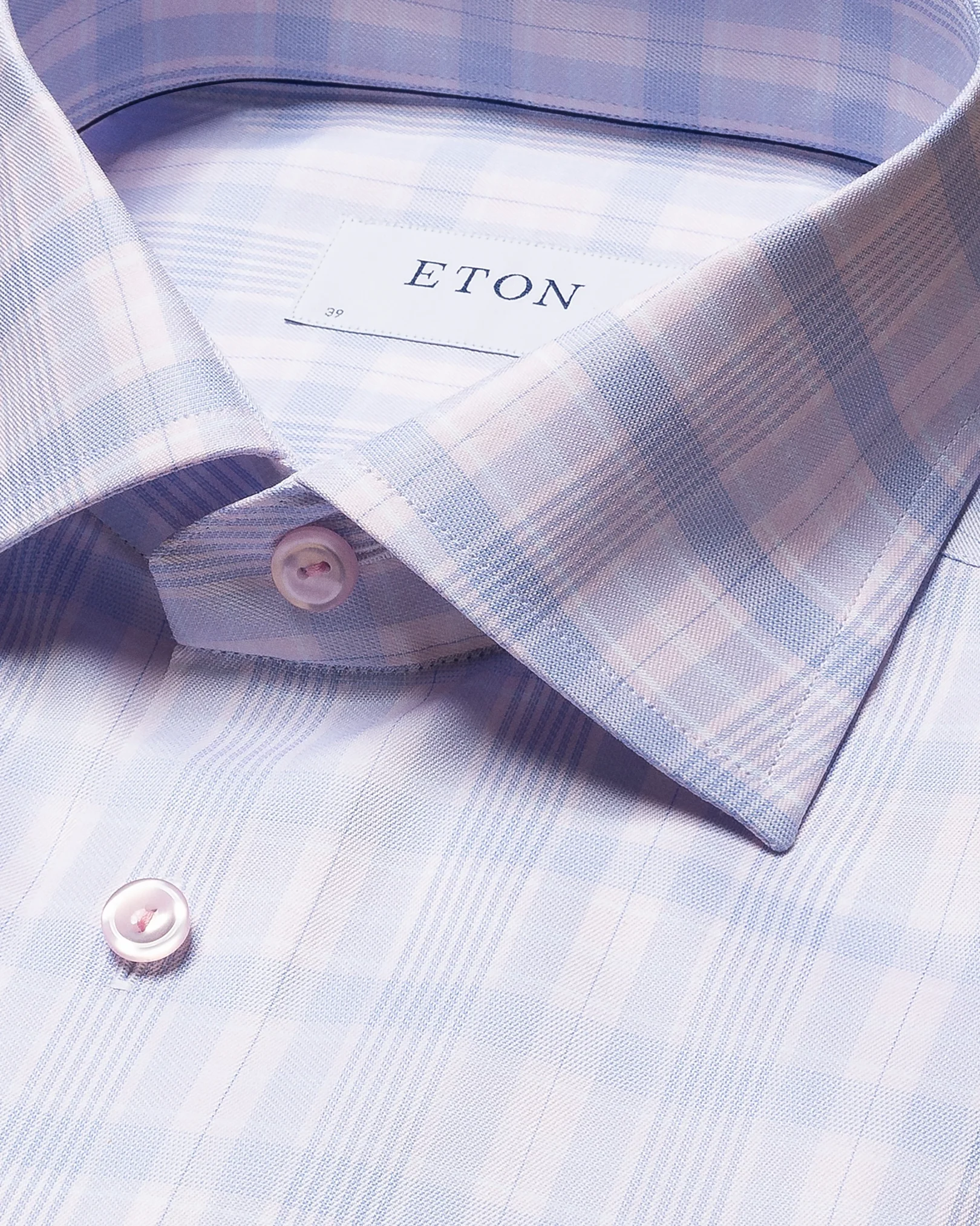 Eton - pink signature twill cutaway checked