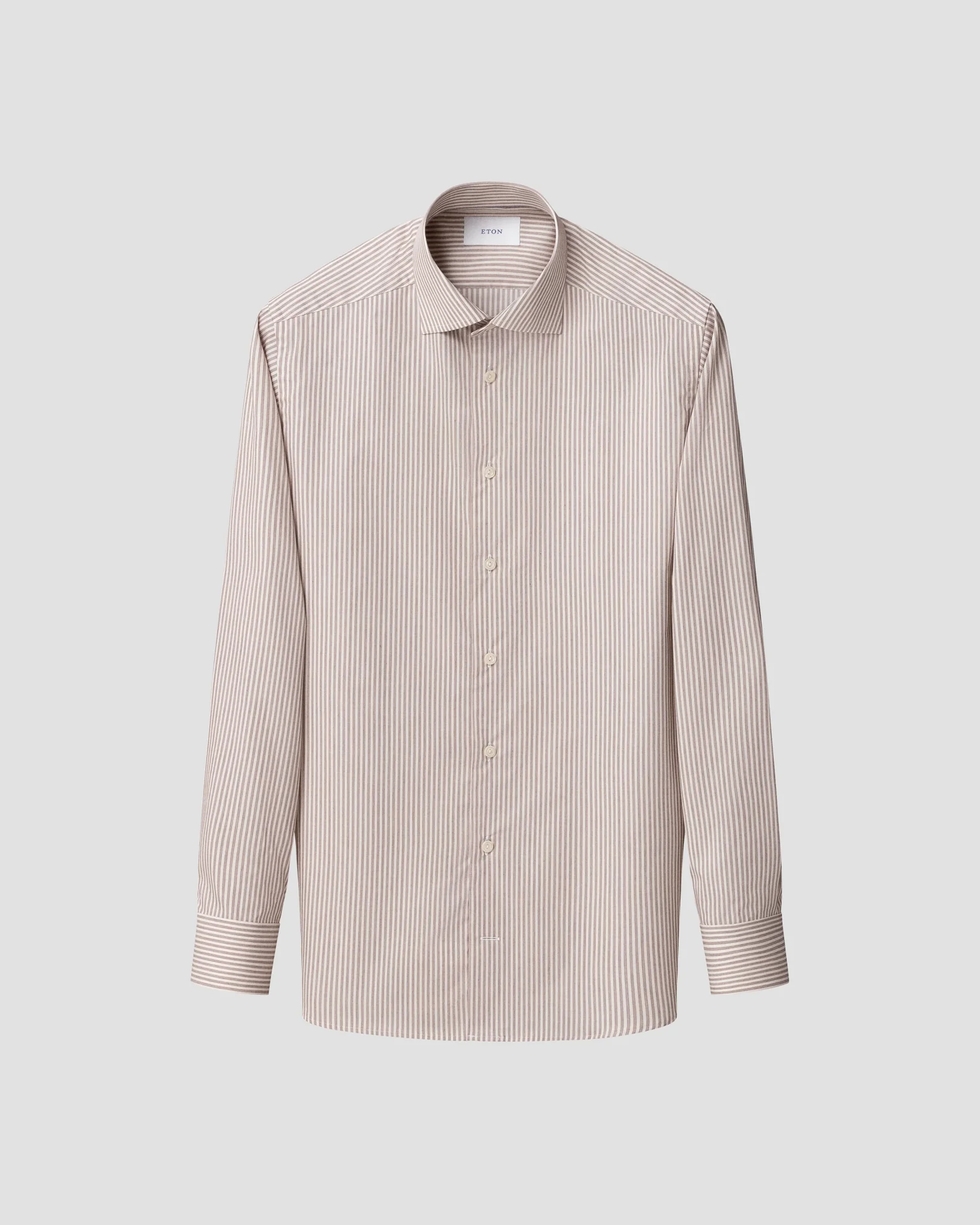 Eton - beige stripe fine twill shirt cutaway