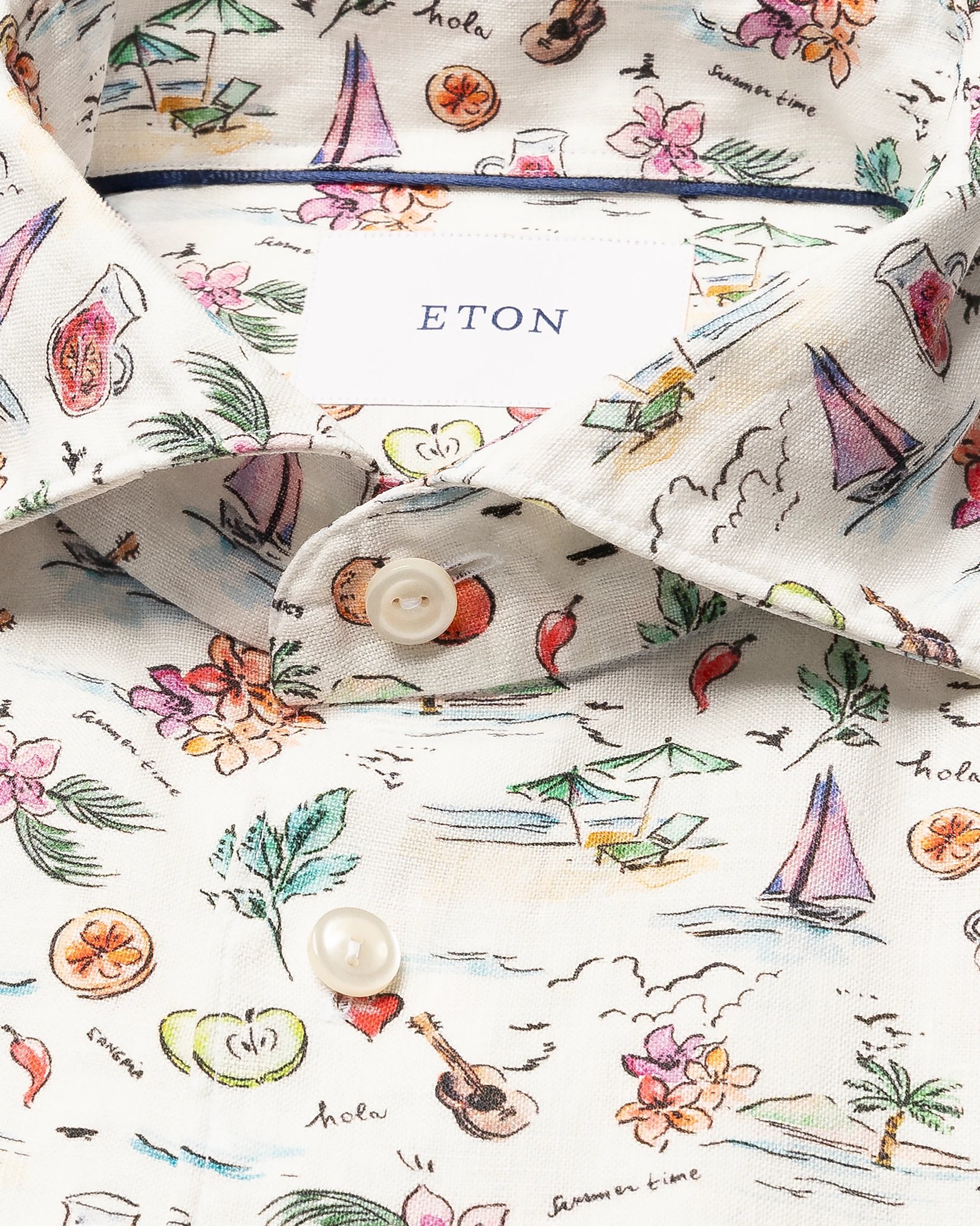 Eton - Motif Print Linen Shirt