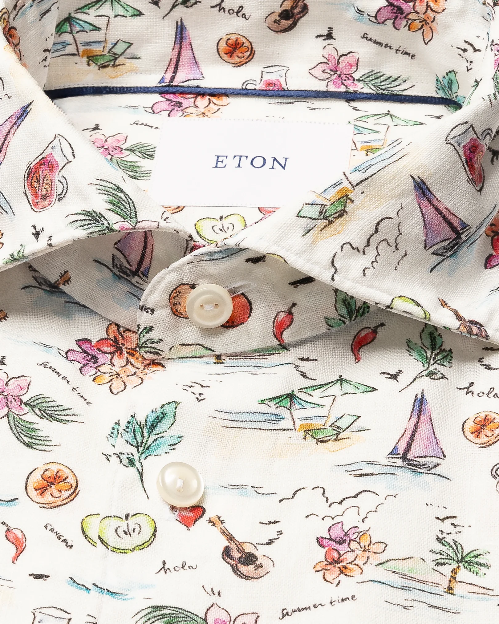 Eton - Motif Print Linen Shirt