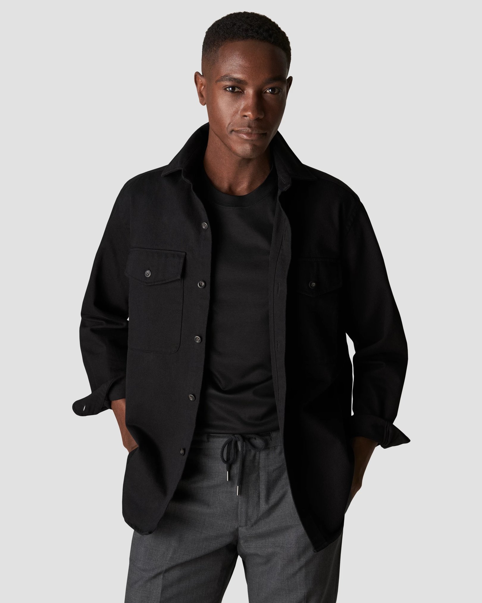 Eton - black heavy twill overshirt