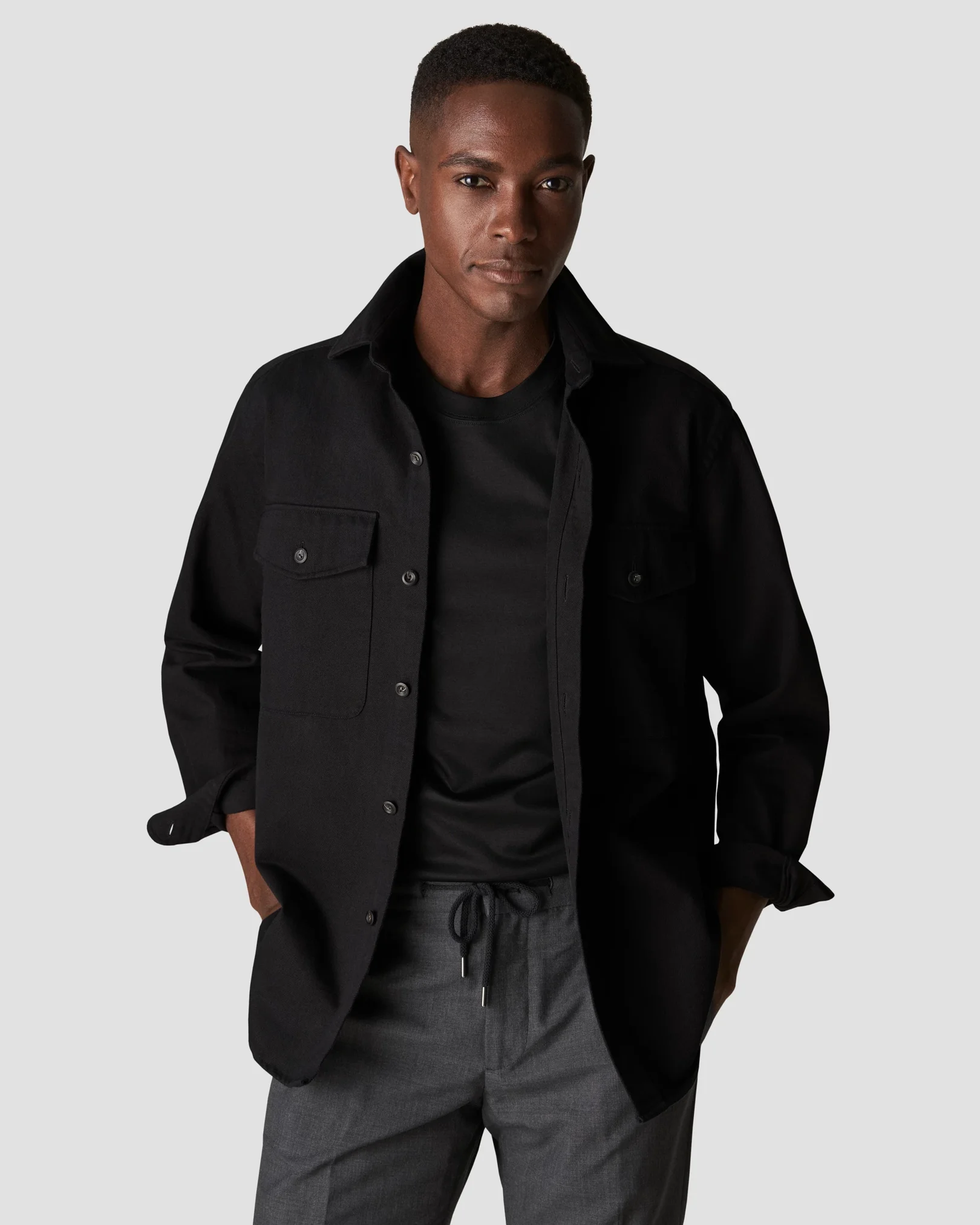 Eton - black heavy twill overshirt