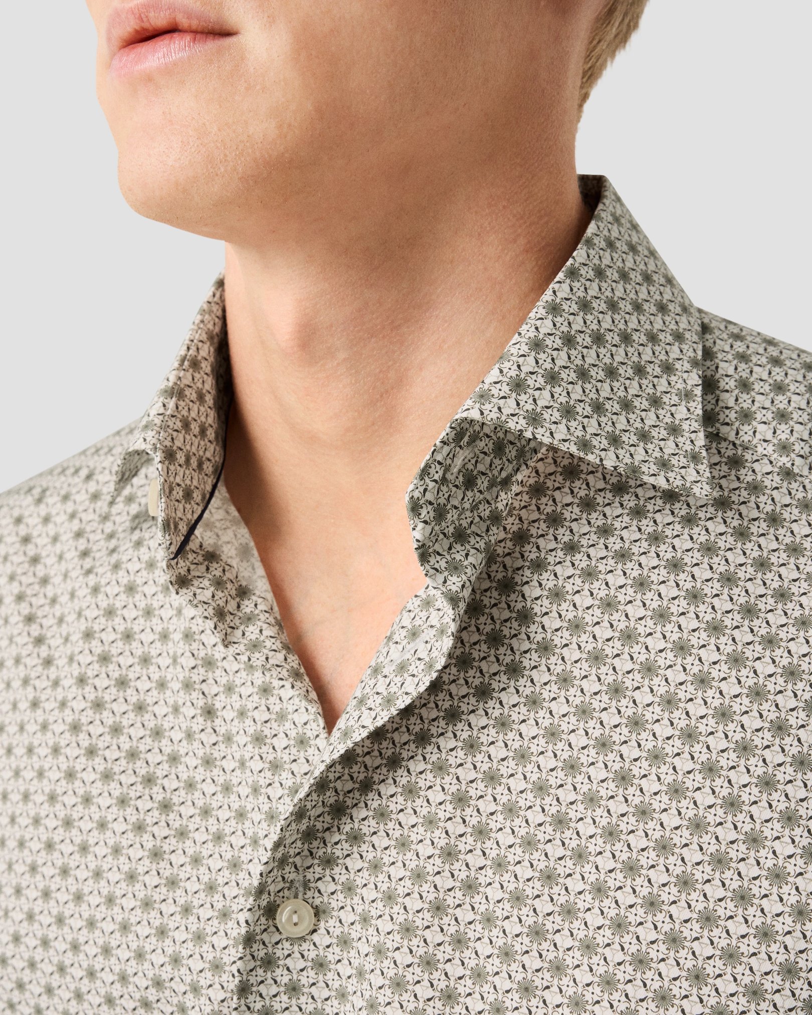 Eton - beige geometric signature twill shirt