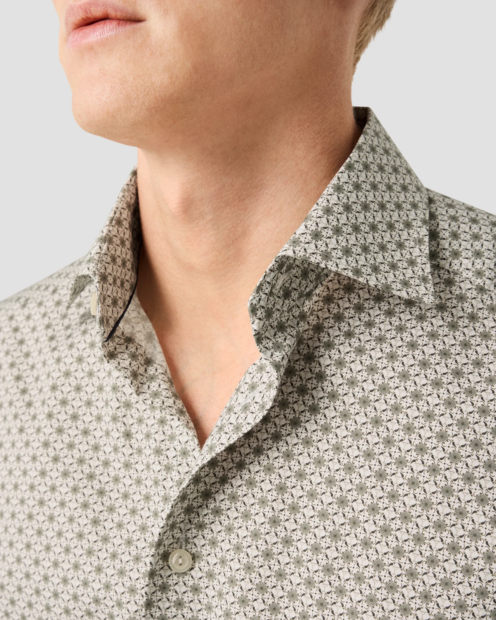 Eton - beige geometric signature twill shirt
