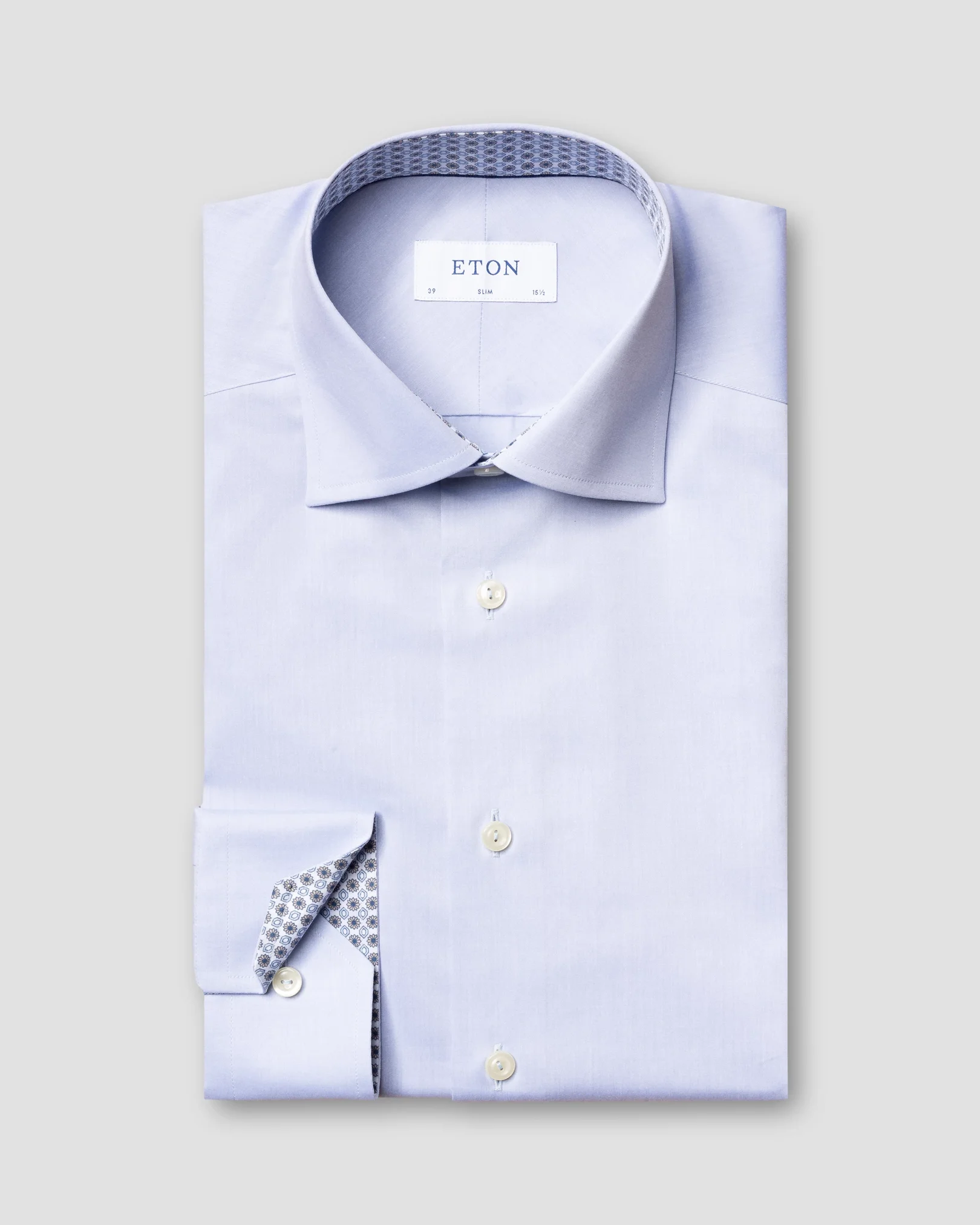 Eton - sky blue twill shirt geometric details